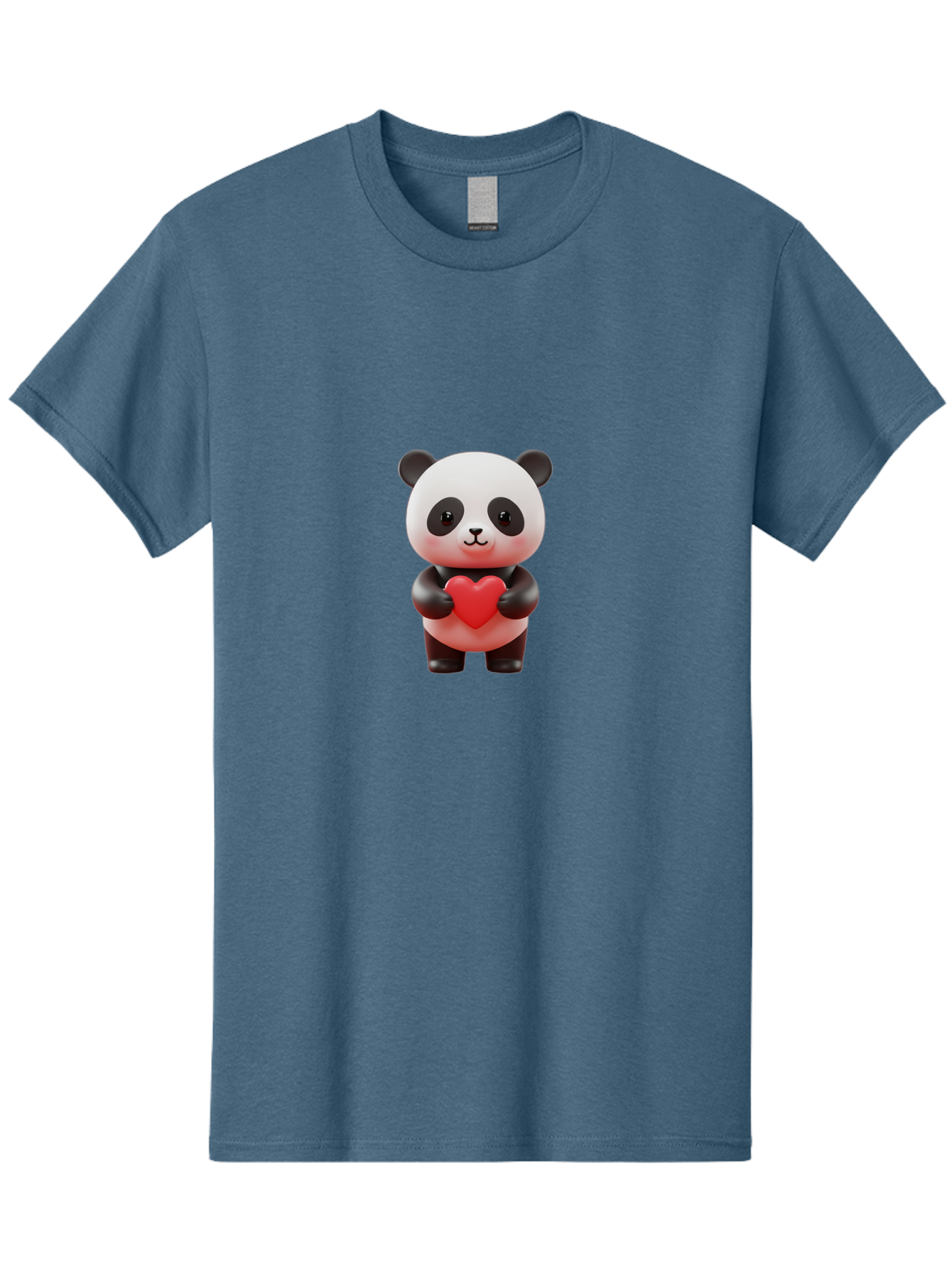 Panda-Holding-Heart-7 Men'S Graphic Tee, 100% Cotton, Comfortable Casual Summer Wear, Machine Washable, Cartoon Panda, Cute Bear, Red Heart, Love Symbol, Adorable Character, 3D Illustration, Kawaii Animal, Heartwarming Scene, Sweet Expression, Bae598 11