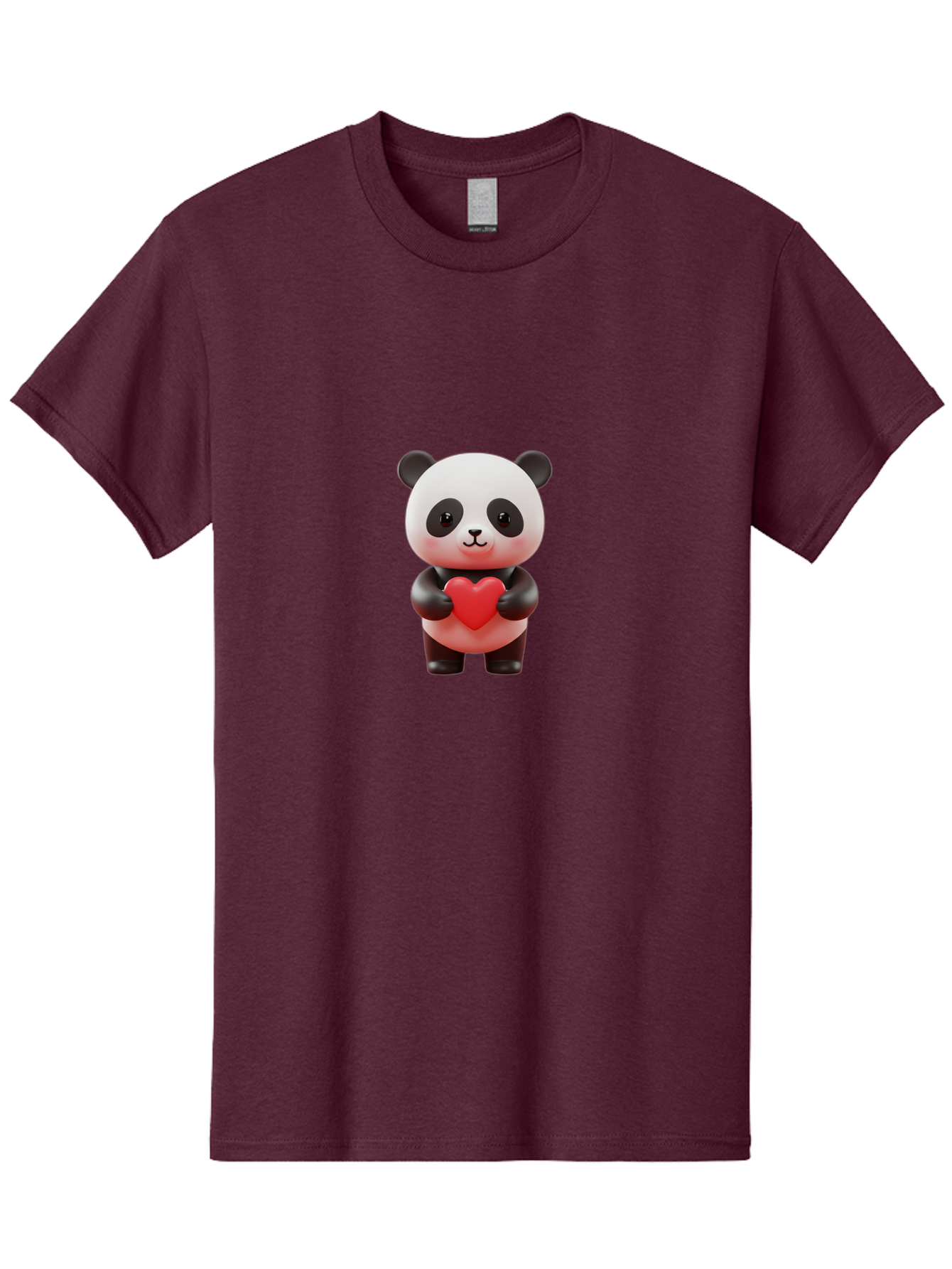 Panda-Holding-Heart-7 Men'S Graphic Tee, 100% Cotton, Comfortable Casual Summer Wear, Machine Washable, Cartoon Panda, Cute Bear, Red Heart, Love Symbol, Adorable Character, 3D Illustration, Kawaii Animal, Heartwarming Scene, Sweet Expression, Bae598 12