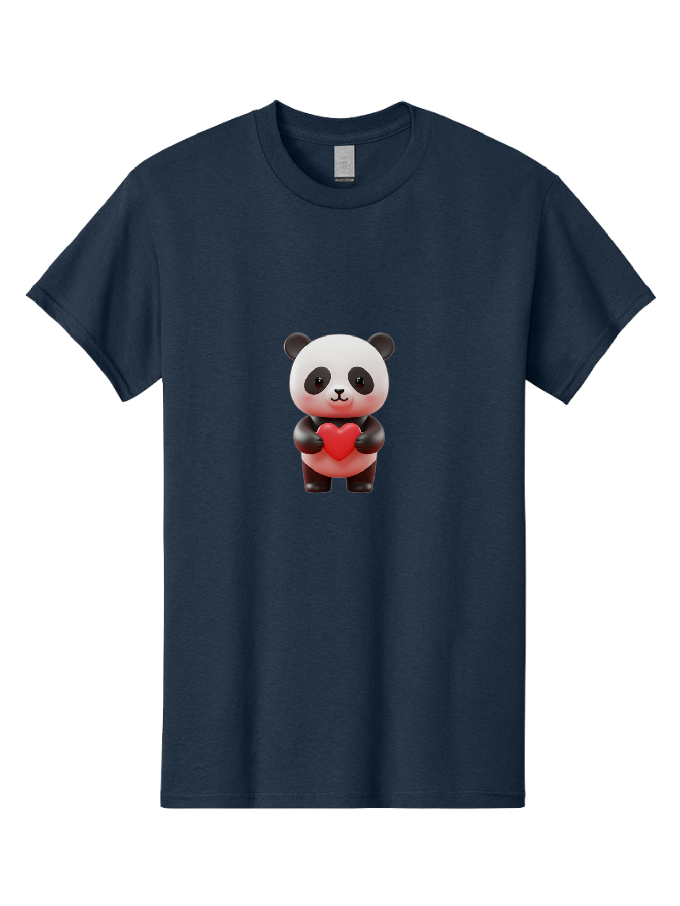 Panda-Holding-Heart-7 Men'S Graphic Tee, 100% Cotton, Comfortable Casual Summer Wear, Machine Washable, Cartoon Panda, Cute Bear, Red Heart, Love Symbol, Adorable Character, 3D Illustration, Kawaii Animal, Heartwarming Scene, Sweet Expression, Bae598 7