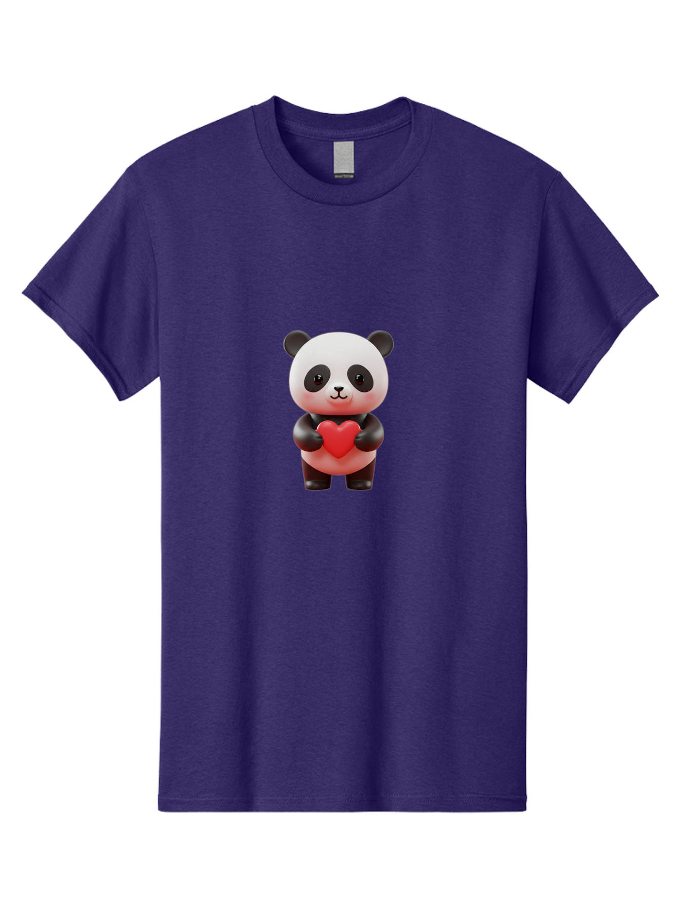 Panda-Holding-Heart-7 Men'S Graphic Tee, 100% Cotton, Comfortable Casual Summer Wear, Machine Washable, Cartoon Panda, Cute Bear, Red Heart, Love Symbol, Adorable Character, 3D Illustration, Kawaii Animal, Heartwarming Scene, Sweet Expression, Bae598 2