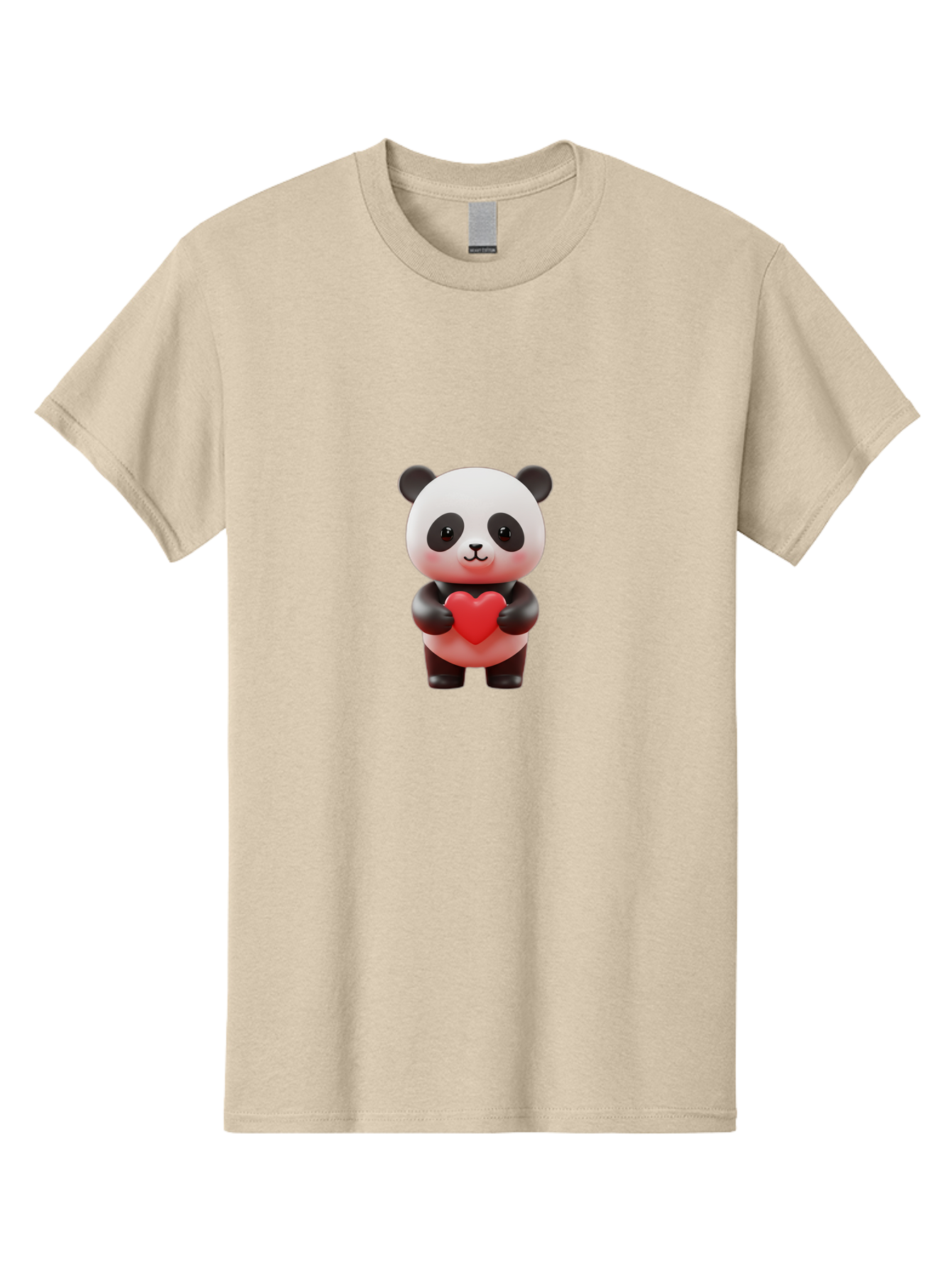 Panda-Holding-Heart-7 Men'S Graphic Tee, 100% Cotton, Comfortable Casual Summer Wear, Machine Washable, Cartoon Panda, Cute Bear, Red Heart, Love Symbol, Adorable Character, 3D Illustration, Kawaii Animal, Heartwarming Scene, Sweet Expression, Bae598 3