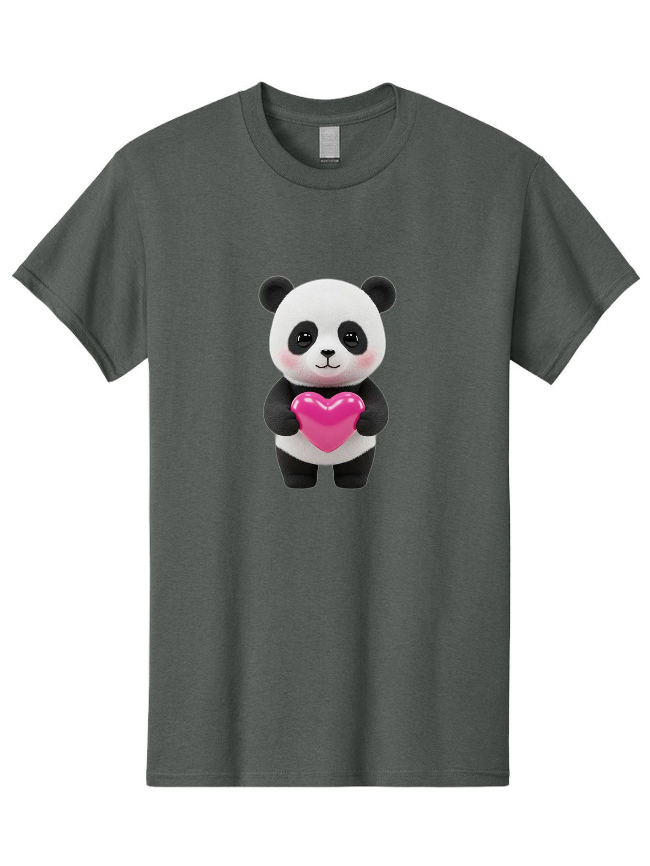 Panda-Holding-Heart Men'S Graphic Tee, 100% Cotton, Comfortable Casual Summer Wear, Machine Washable, Cute Panda, Adorable Cartoon Character, Pink Heart, Love Symbol, Endearing Expression, Plush Toy, Kawaii Animal, Heartwarming Scene, Bae599 6