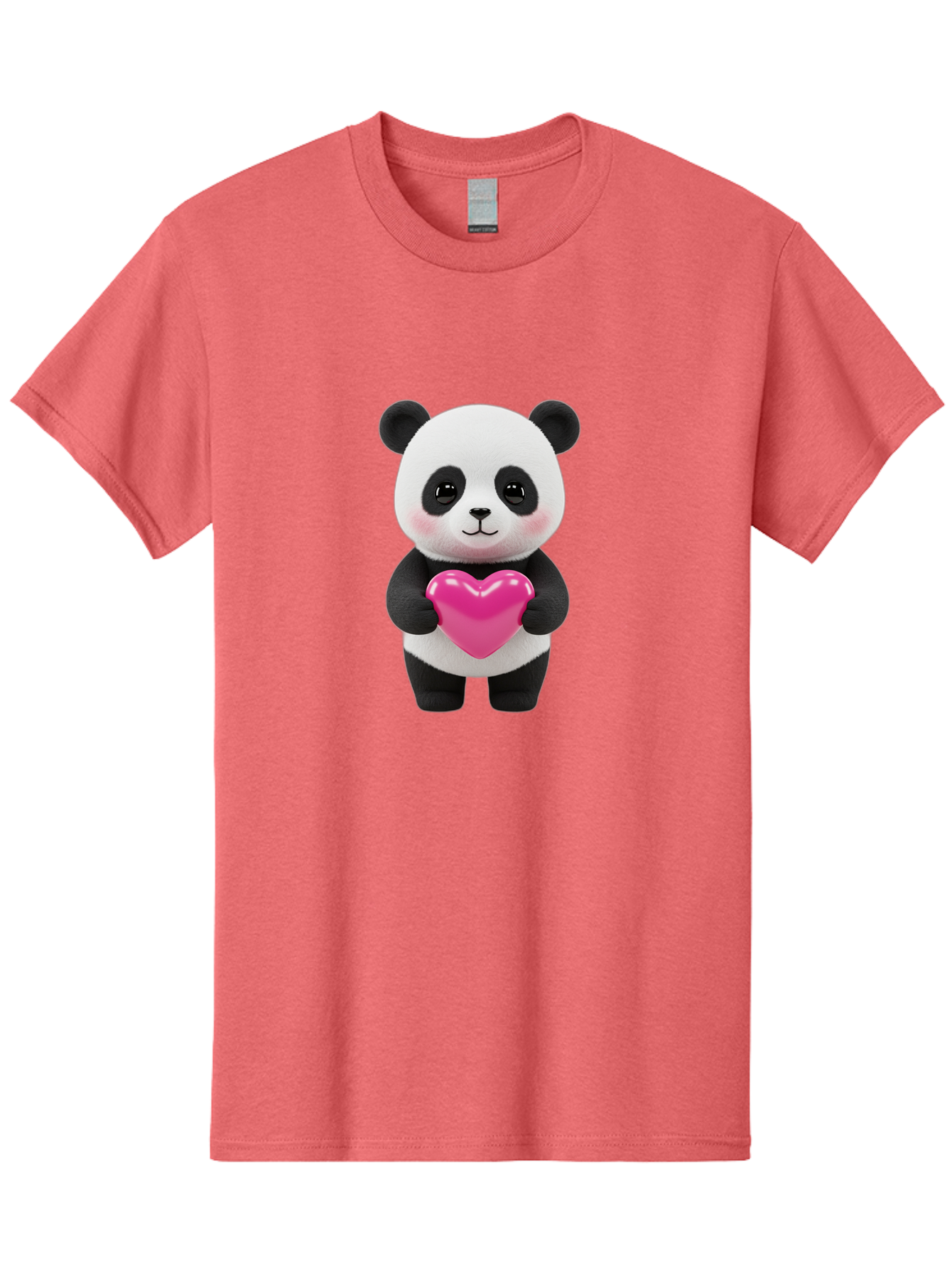 Panda-Holding-Heart Men'S Graphic Tee, 100% Cotton, Comfortable Casual Summer Wear, Machine Washable, Cute Panda, Adorable Cartoon Character, Pink Heart, Love Symbol, Endearing Expression, Plush Toy, Kawaii Animal, Heartwarming Scene, Bae599 11