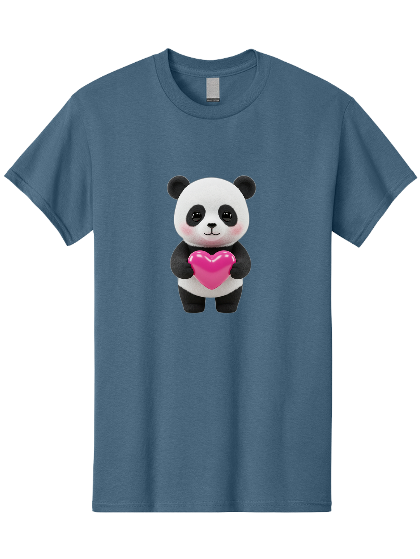 Panda-Holding-Heart Men'S Graphic Tee, 100% Cotton, Comfortable Casual Summer Wear, Machine Washable, Cute Panda, Adorable Cartoon Character, Pink Heart, Love Symbol, Endearing Expression, Plush Toy, Kawaii Animal, Heartwarming Scene, Bae599 14