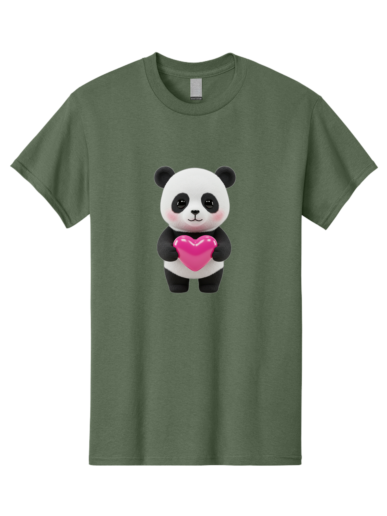Panda-Holding-Heart Men'S Graphic Tee, 100% Cotton, Comfortable Casual Summer Wear, Machine Washable, Cute Panda, Adorable Cartoon Character, Pink Heart, Love Symbol, Endearing Expression, Plush Toy, Kawaii Animal, Heartwarming Scene, Bae599 2