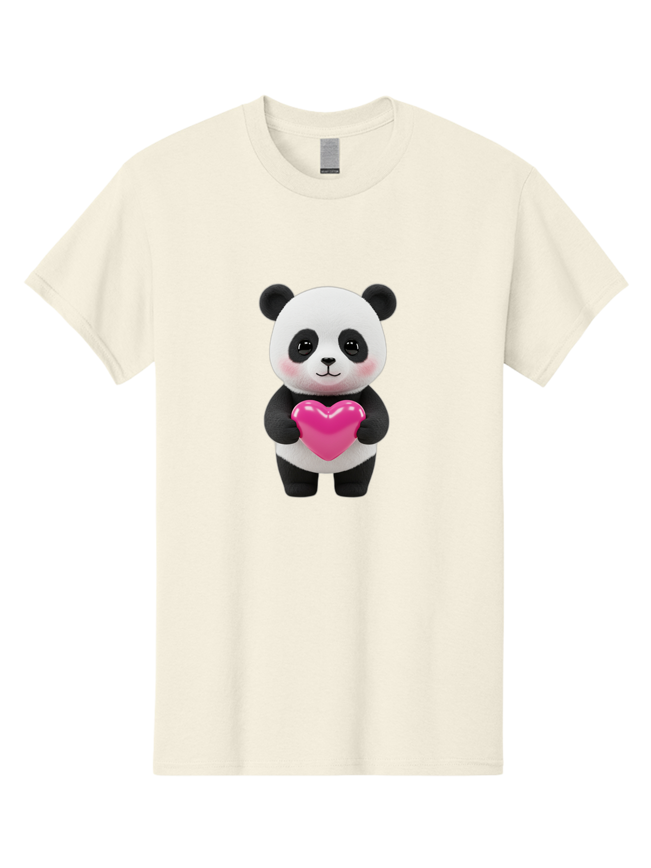 Panda-Holding-Heart Men'S Graphic Tee, 100% Cotton, Comfortable Casual Summer Wear, Machine Washable, Cute Panda, Adorable Cartoon Character, Pink Heart, Love Symbol, Endearing Expression, Plush Toy, Kawaii Animal, Heartwarming Scene, Bae599 15