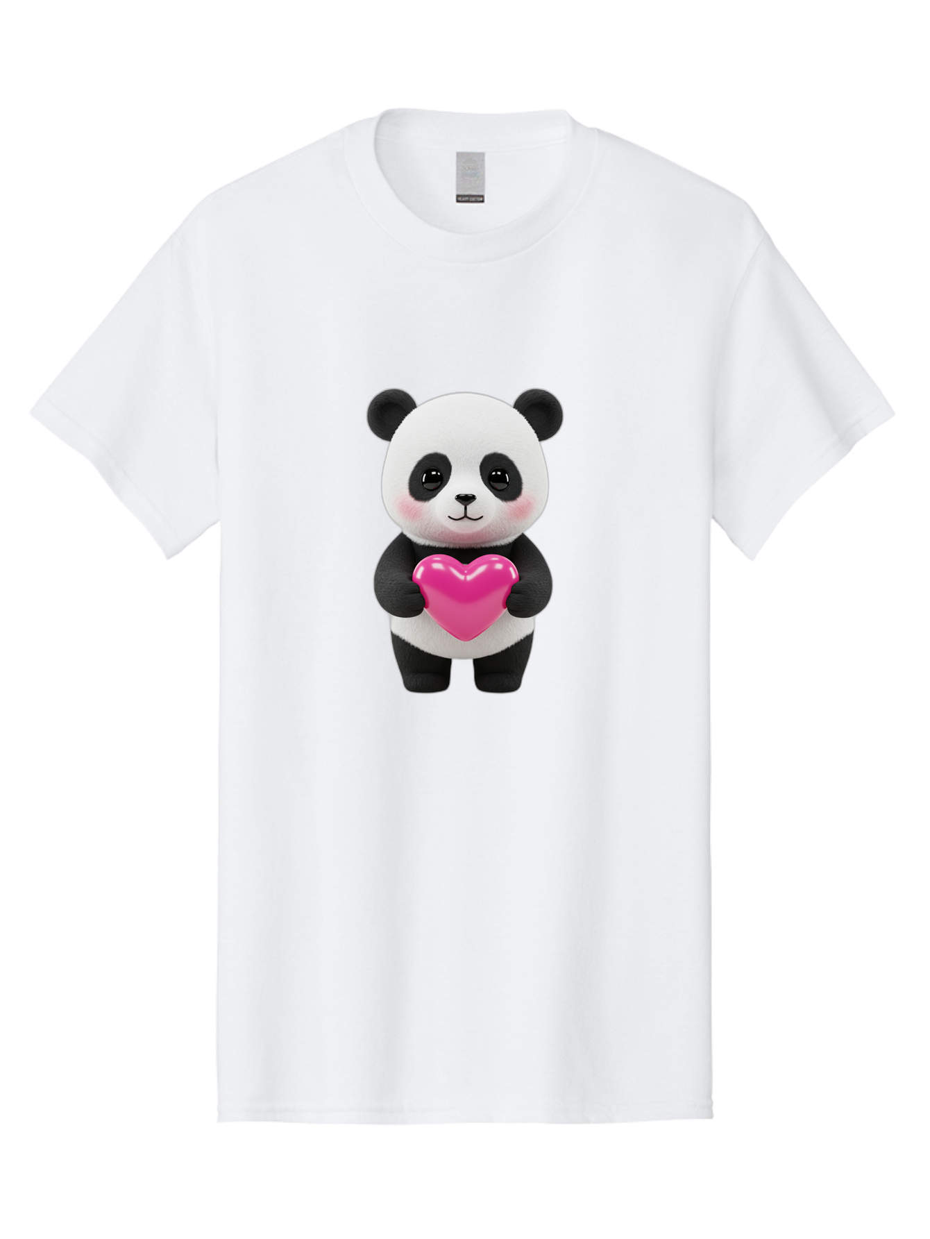 Panda-Holding-Heart Men'S Graphic Tee, 100% Cotton, Comfortable Casual Summer Wear, Machine Washable, Cute Panda, Adorable Cartoon Character, Pink Heart, Love Symbol, Endearing Expression, Plush Toy, Kawaii Animal, Heartwarming Scene, Bae599 13