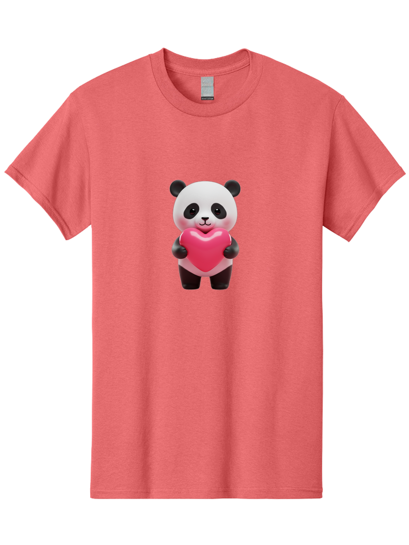 Panda-Hugging-Heart Men'S Graphic Tee, 100% Cotton, Comfortable Casual Summer Wear, Machine Washable, Cute Panda Holding Heart, Adorable Cartoon Character, Pink Heart Symbol, Love And Affection, Black And White Panda Bear, Bae602 14