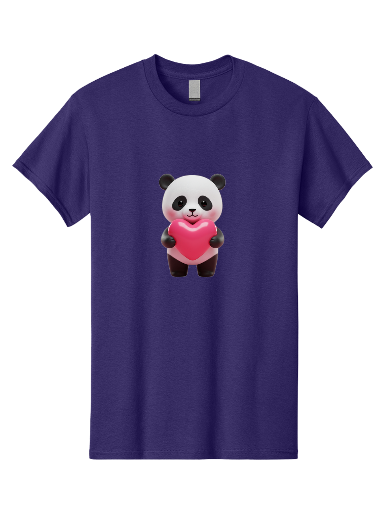 Panda-Hugging-Heart Men'S Graphic Tee, 100% Cotton, Comfortable Casual Summer Wear, Machine Washable, Cute Panda Holding Heart, Adorable Cartoon Character, Pink Heart Symbol, Love And Affection, Black And White Panda Bear, Bae602 11