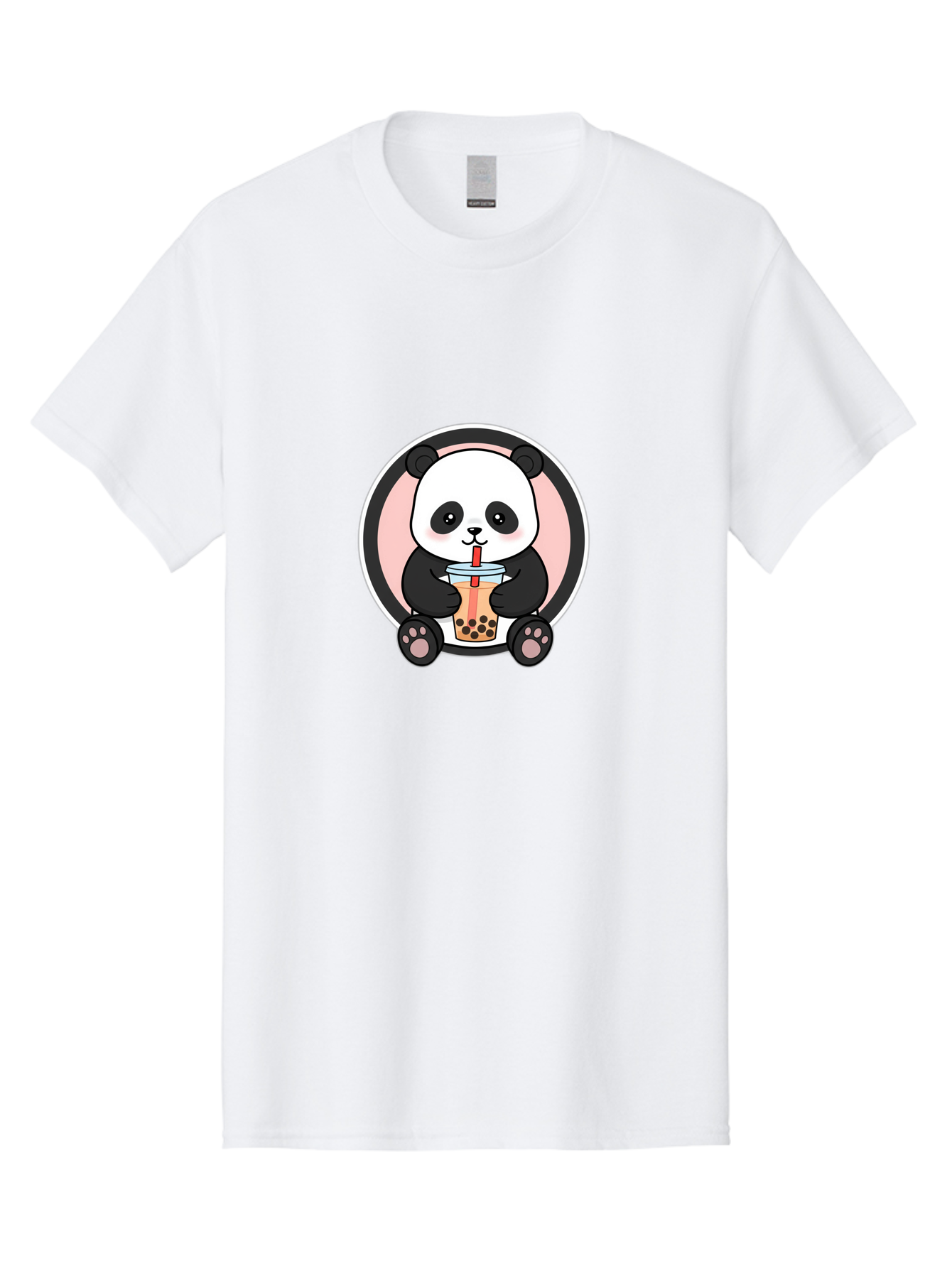 Panda-Sipping-Bubble-Tea Men'S Graphic Tee, 100% Cotton, Comfortable Casual Summer Wear, Machine Washable, Cartoon Panda, Dj Headphones, Bubble Tea, Milk Tea, Boba Drink, Kawaii Character, Cute Animal, Fun Design, Playful Illustration, Bae605 3