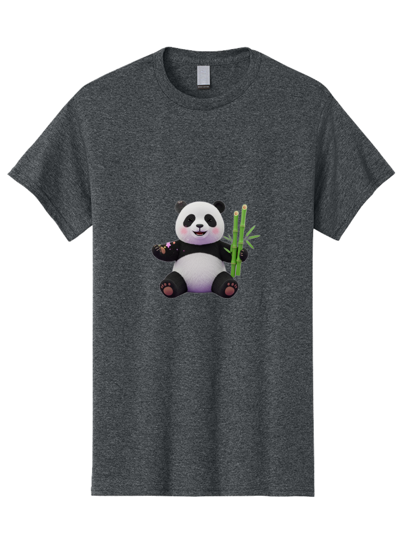 Panda-With-Bamboo-1 Men'S Graphic Tee, 100% Cotton, Comfortable Casual Summer Wear, Machine Washable, Cartoon Panda, Adorable Bear, Black And White Fur, Cute Expression, Bamboo Shoots, Sushi Roll, Funny Character, Playful Design, Kawaii Style Bae606 13