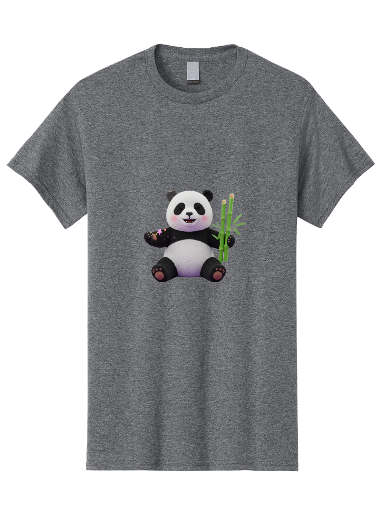 Panda-With-Bamboo-1 Men'S Graphic Tee, 100% Cotton, Comfortable Casual Summer Wear, Machine Washable, Cartoon Panda, Adorable Bear, Black And White Fur, Cute Expression, Bamboo Shoots, Sushi Roll, Funny Character, Playful Design, Kawaii Style Bae606 8
