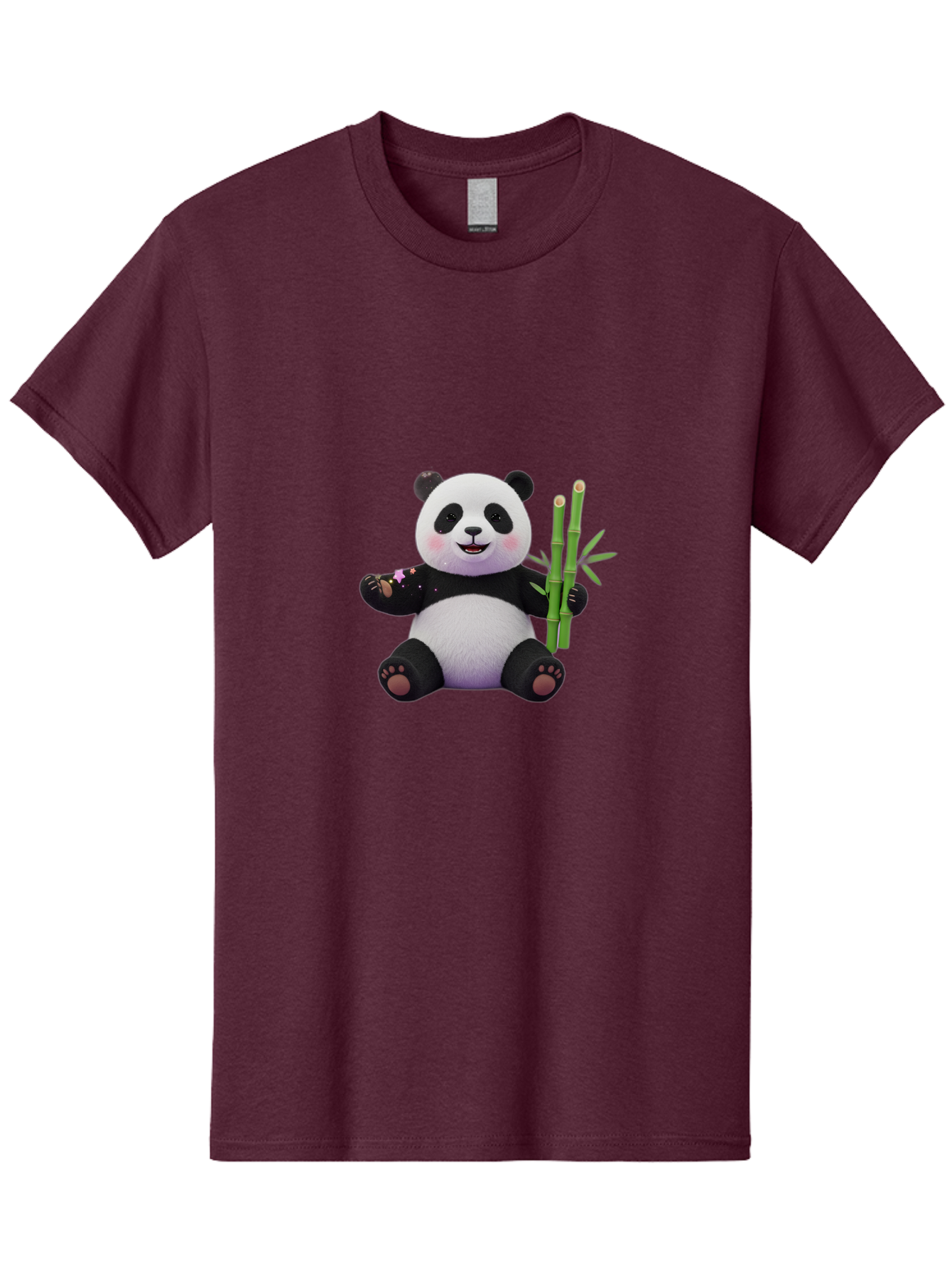 Panda-With-Bamboo-1 Men'S Graphic Tee, 100% Cotton, Comfortable Casual Summer Wear, Machine Washable, Cartoon Panda, Adorable Bear, Black And White Fur, Cute Expression, Bamboo Shoots, Sushi Roll, Funny Character, Playful Design, Kawaii Style Bae606 11