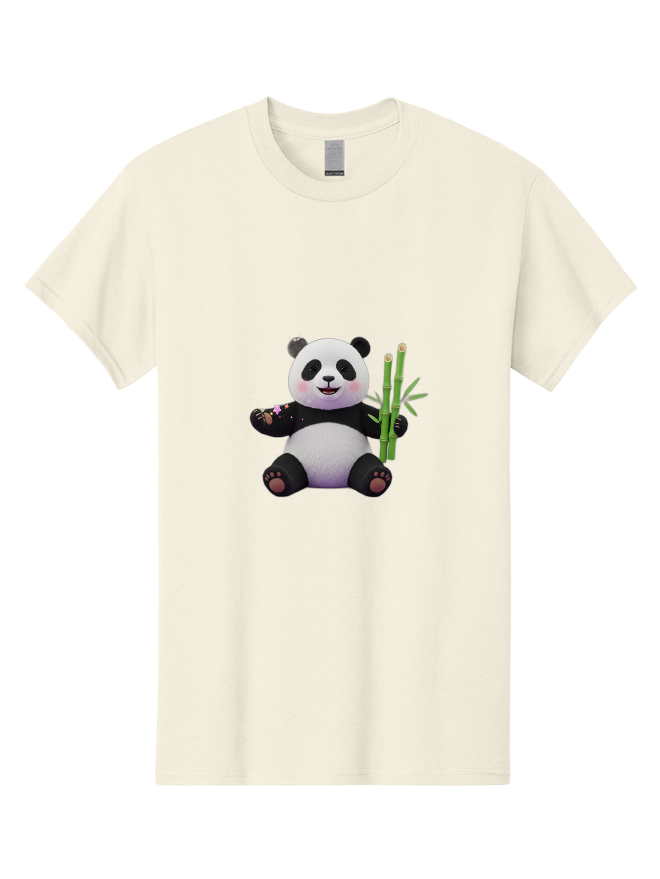 Panda-With-Bamboo-1 Men'S Graphic Tee, 100% Cotton, Comfortable Casual Summer Wear, Machine Washable, Cartoon Panda, Adorable Bear, Black And White Fur, Cute Expression, Bamboo Shoots, Sushi Roll, Funny Character, Playful Design, Kawaii Style Bae606 4