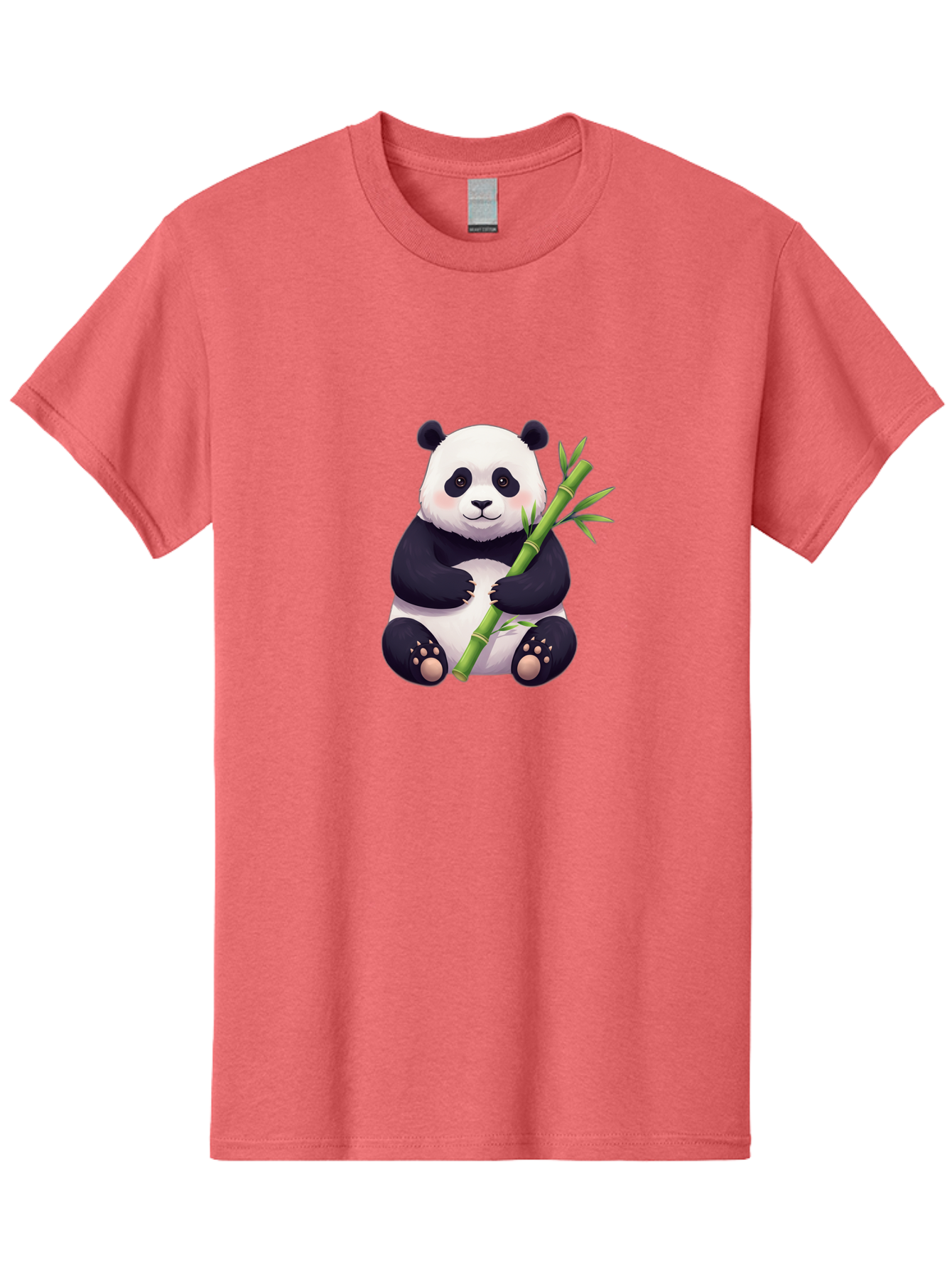 Panda-With-Bamboo Men'S Graphic Tee, 100% Cotton, Comfortable Casual Summer Wear, Machine Washable, Cartoon Panda, Giant Panda, Bamboo, Cute Animal, Black And White Fur, Adorable, Charming, Animal Lover, Wildlife, Conservation Bae607 7