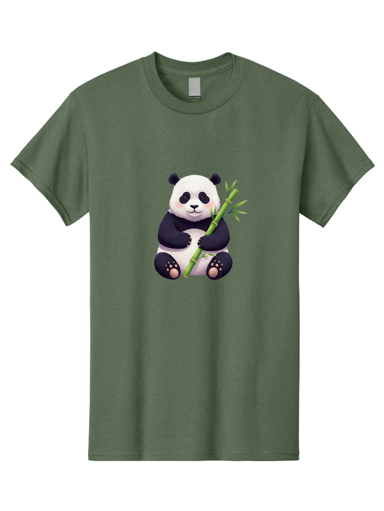 Panda-With-Bamboo Men'S Graphic Tee, 100% Cotton, Comfortable Casual Summer Wear, Machine Washable, Cartoon Panda, Giant Panda, Bamboo, Cute Animal, Black And White Fur, Adorable, Charming, Animal Lover, Wildlife, Conservation Bae607 3