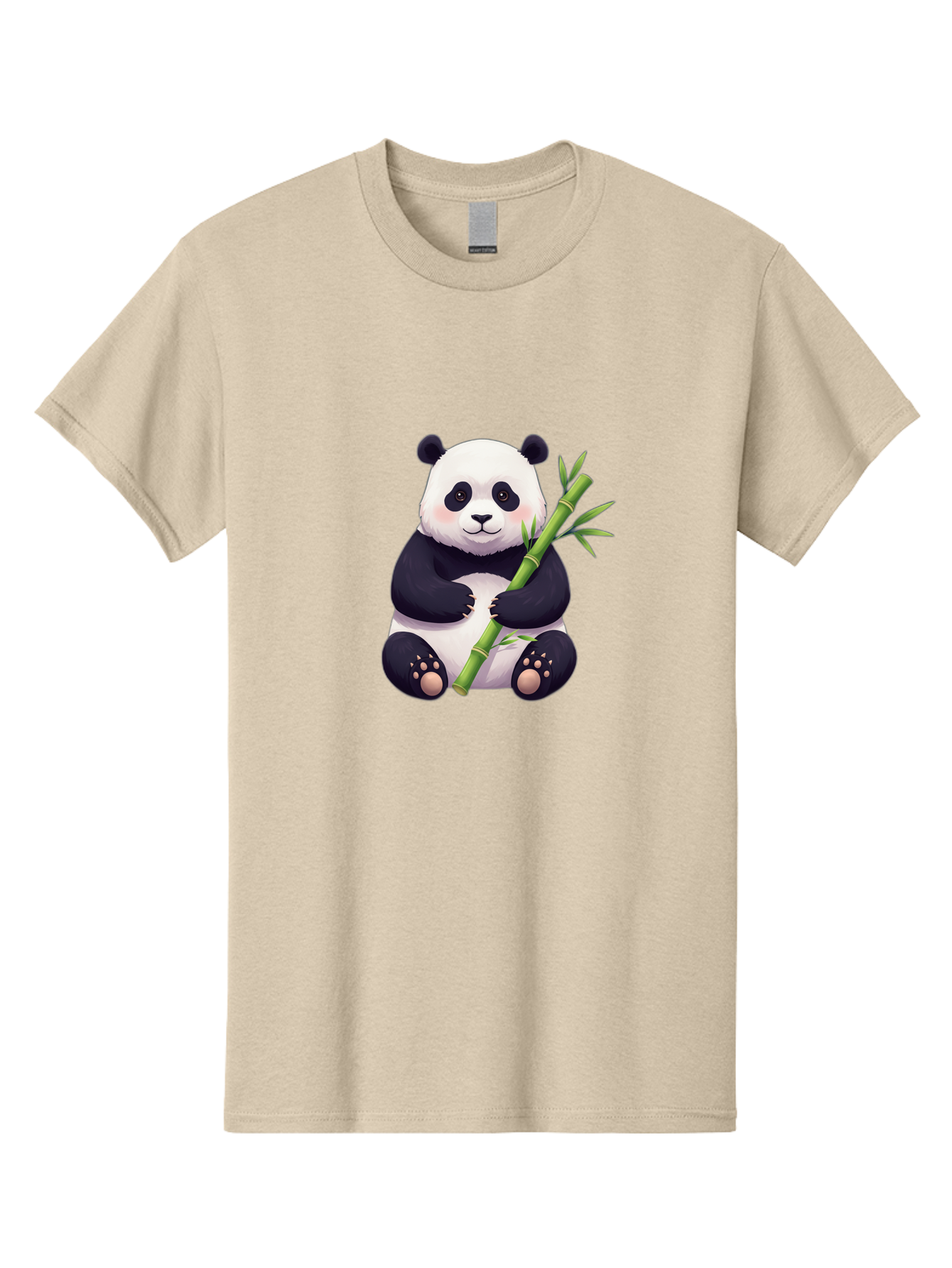 Panda-With-Bamboo Men'S Graphic Tee, 100% Cotton, Comfortable Casual Summer Wear, Machine Washable, Cartoon Panda, Giant Panda, Bamboo, Cute Animal, Black And White Fur, Adorable, Charming, Animal Lover, Wildlife, Conservation Bae607 6