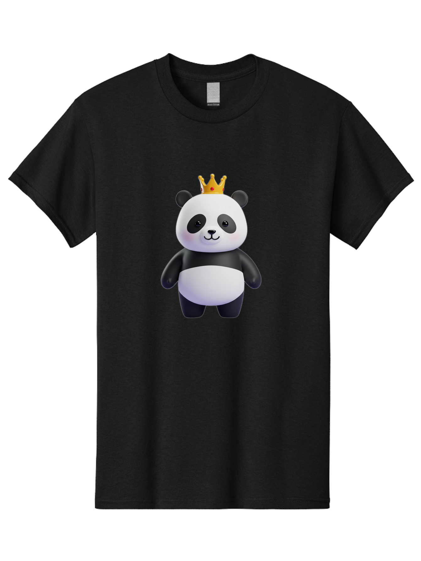 Panda-With-Crown-3 Men'S Graphic Tee, 100% Cotton, Comfortable Casual Summer Wear, Machine Washable, Cartoon Panda Bear, Cute Illustration, Panda With Crown, Golden Crown, Kawaii Character, Adorable Animal, Black And White Panda, Funny Panda, Bae610 12