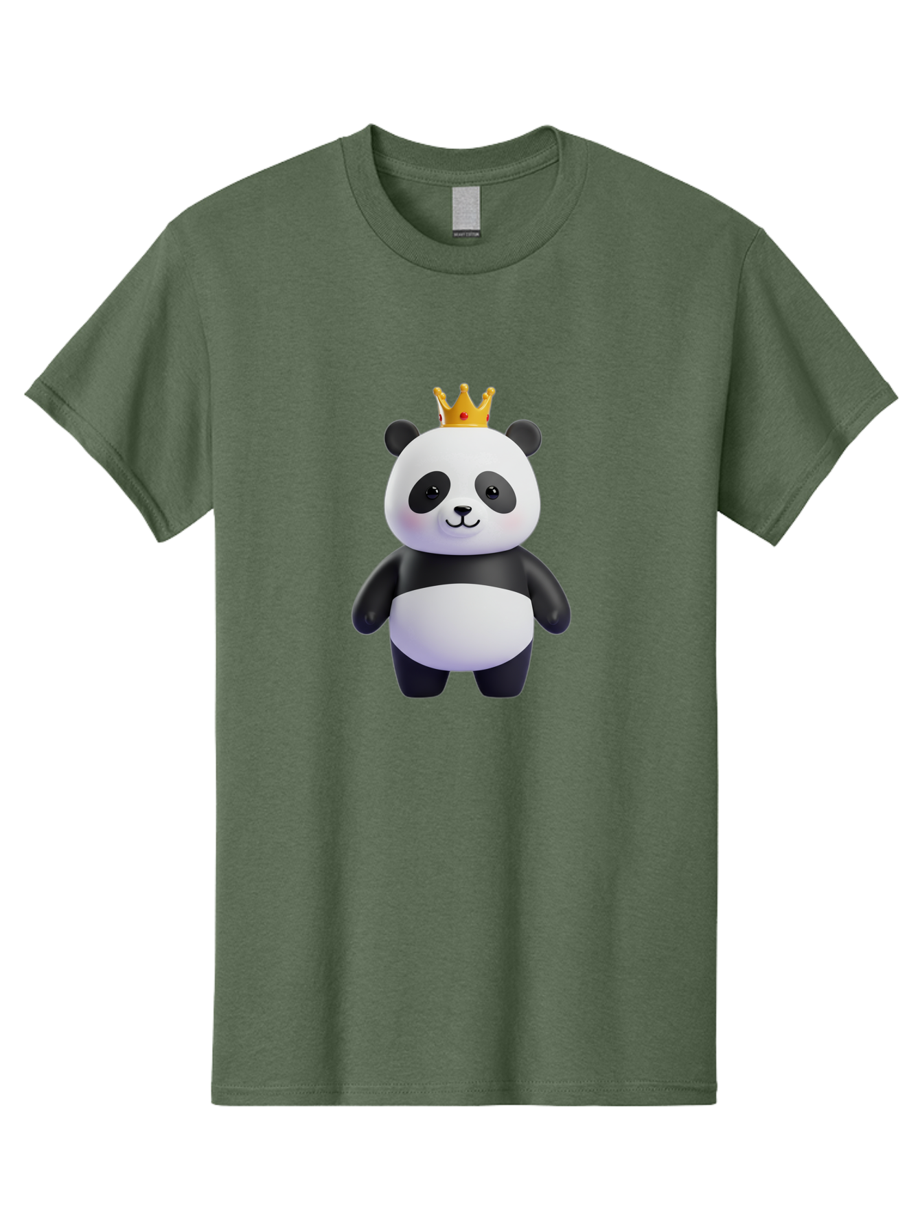 Panda-With-Crown-3 Men'S Graphic Tee, 100% Cotton, Comfortable Casual Summer Wear, Machine Washable, Cartoon Panda Bear, Cute Illustration, Panda With Crown, Golden Crown, Kawaii Character, Adorable Animal, Black And White Panda, Funny Panda, Bae610 4