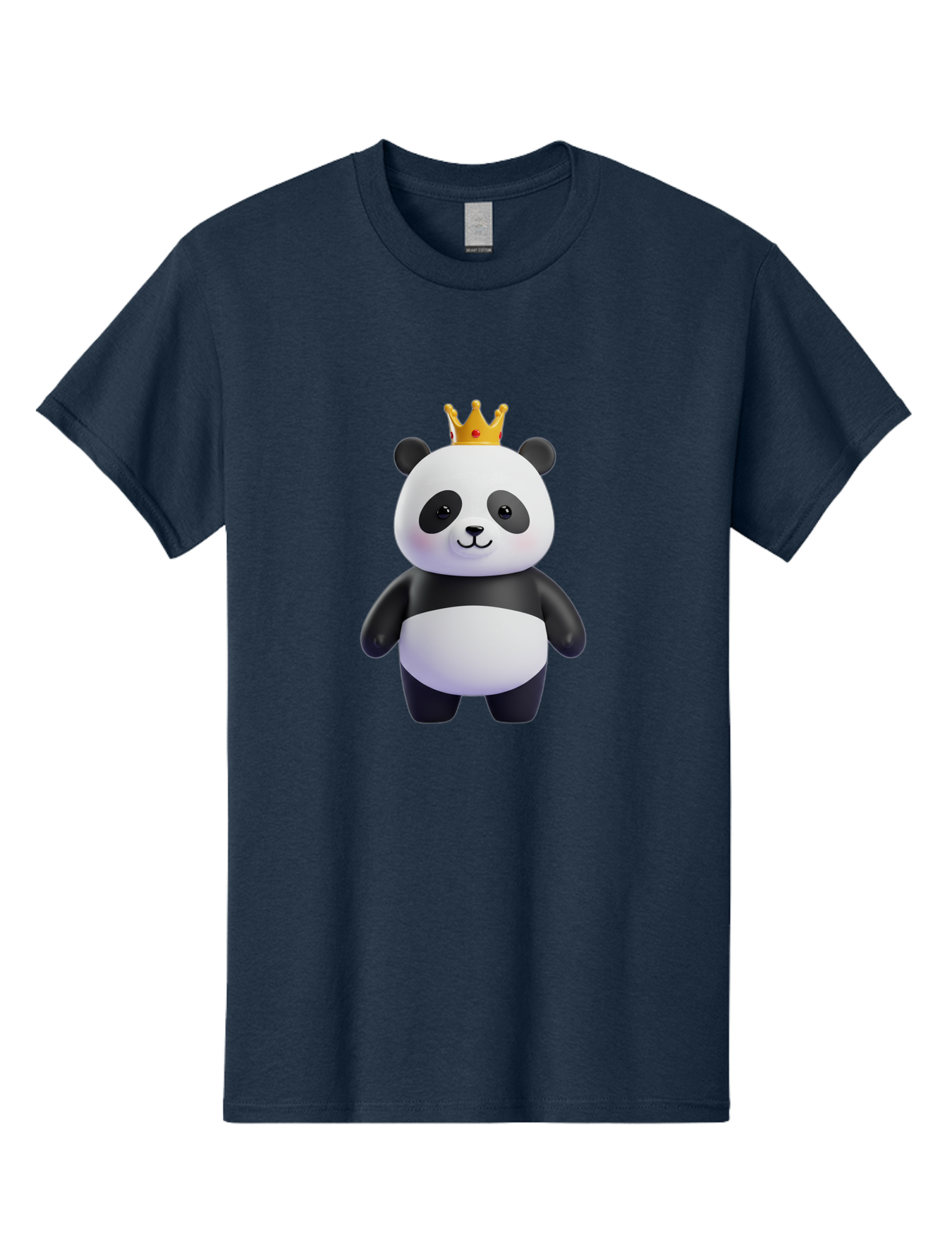 Panda-With-Crown-3 Men'S Graphic Tee, 100% Cotton, Comfortable Casual Summer Wear, Machine Washable, Cartoon Panda Bear, Cute Illustration, Panda With Crown, Golden Crown, Kawaii Character, Adorable Animal, Black And White Panda, Funny Panda, Bae610 5