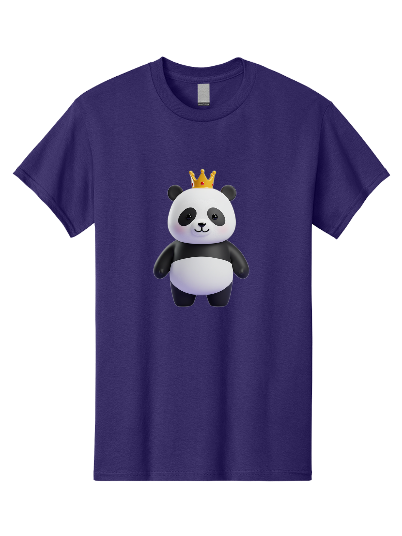 Panda-With-Crown-3 Men'S Graphic Tee, 100% Cotton, Comfortable Casual Summer Wear, Machine Washable, Cartoon Panda Bear, Cute Illustration, Panda With Crown, Golden Crown, Kawaii Character, Adorable Animal, Black And White Panda, Funny Panda, Bae610 6