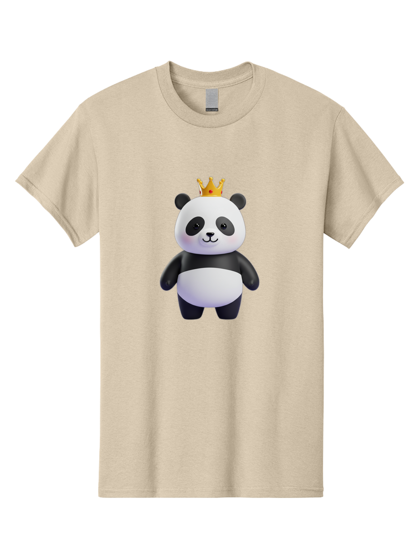 Panda-With-Crown-3 Men'S Graphic Tee, 100% Cotton, Comfortable Casual Summer Wear, Machine Washable, Cartoon Panda Bear, Cute Illustration, Panda With Crown, Golden Crown, Kawaii Character, Adorable Animal, Black And White Panda, Funny Panda, Bae610 7