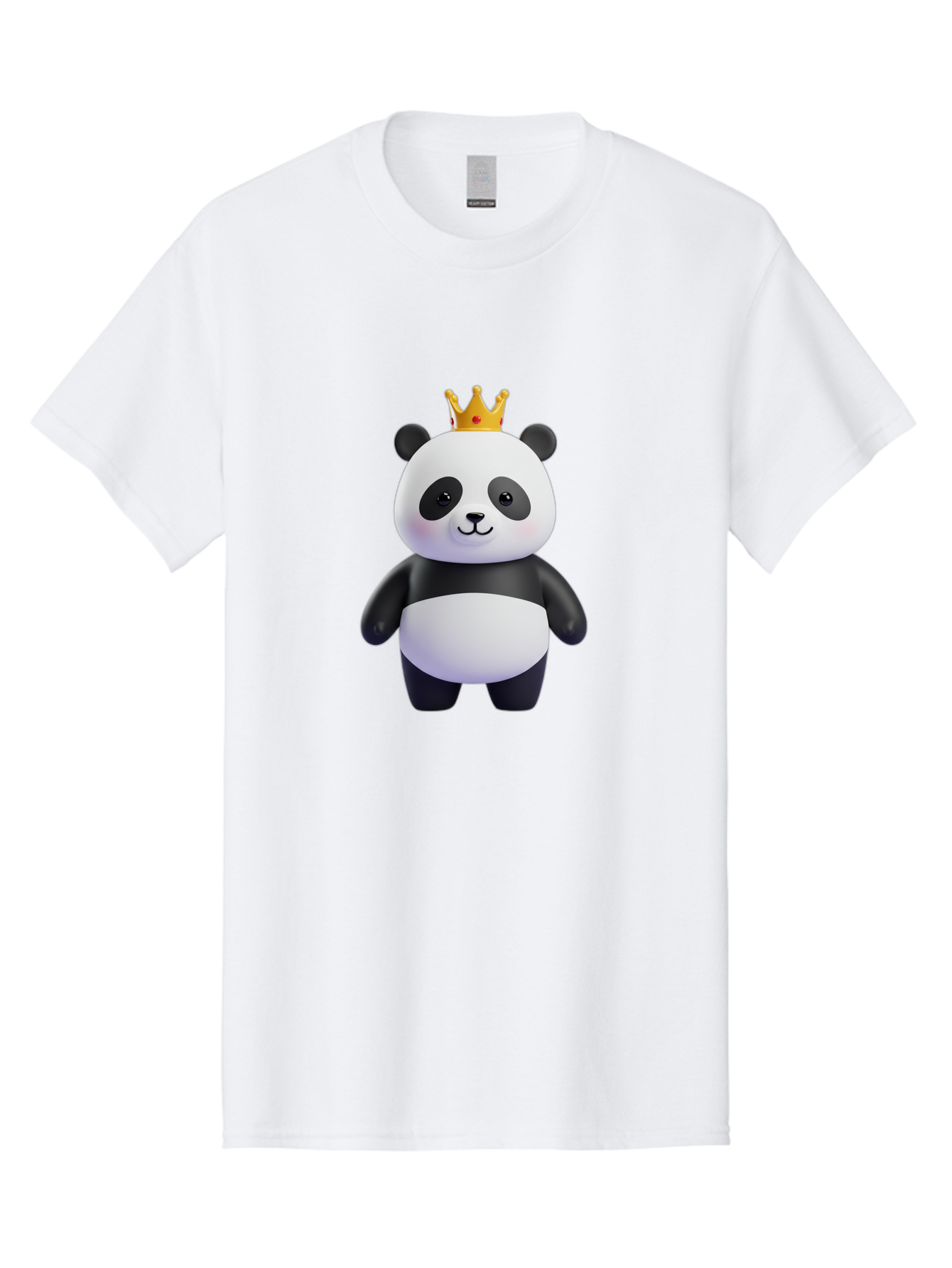 Panda-With-Crown-3 Men'S Graphic Tee, 100% Cotton, Comfortable Casual Summer Wear, Machine Washable, Cartoon Panda Bear, Cute Illustration, Panda With Crown, Golden Crown, Kawaii Character, Adorable Animal, Black And White Panda, Funny Panda, Bae610 15
