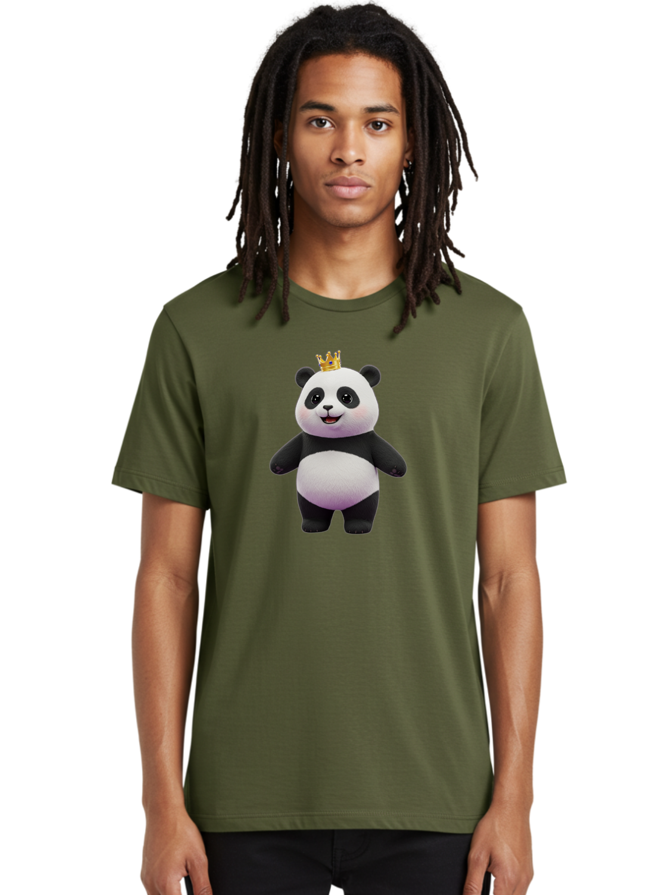 Panda-With-Crown-5 Men'S Graphic Tee, 100% Cotton, Comfortable Casual Summer Wear, Machine Washable, Cartoon Panda Bear, Cute Animal Character, Black And White Panda, Gold Crown, Regal Animal, Funny Cartoon, Adorable Creature, Bae612 26