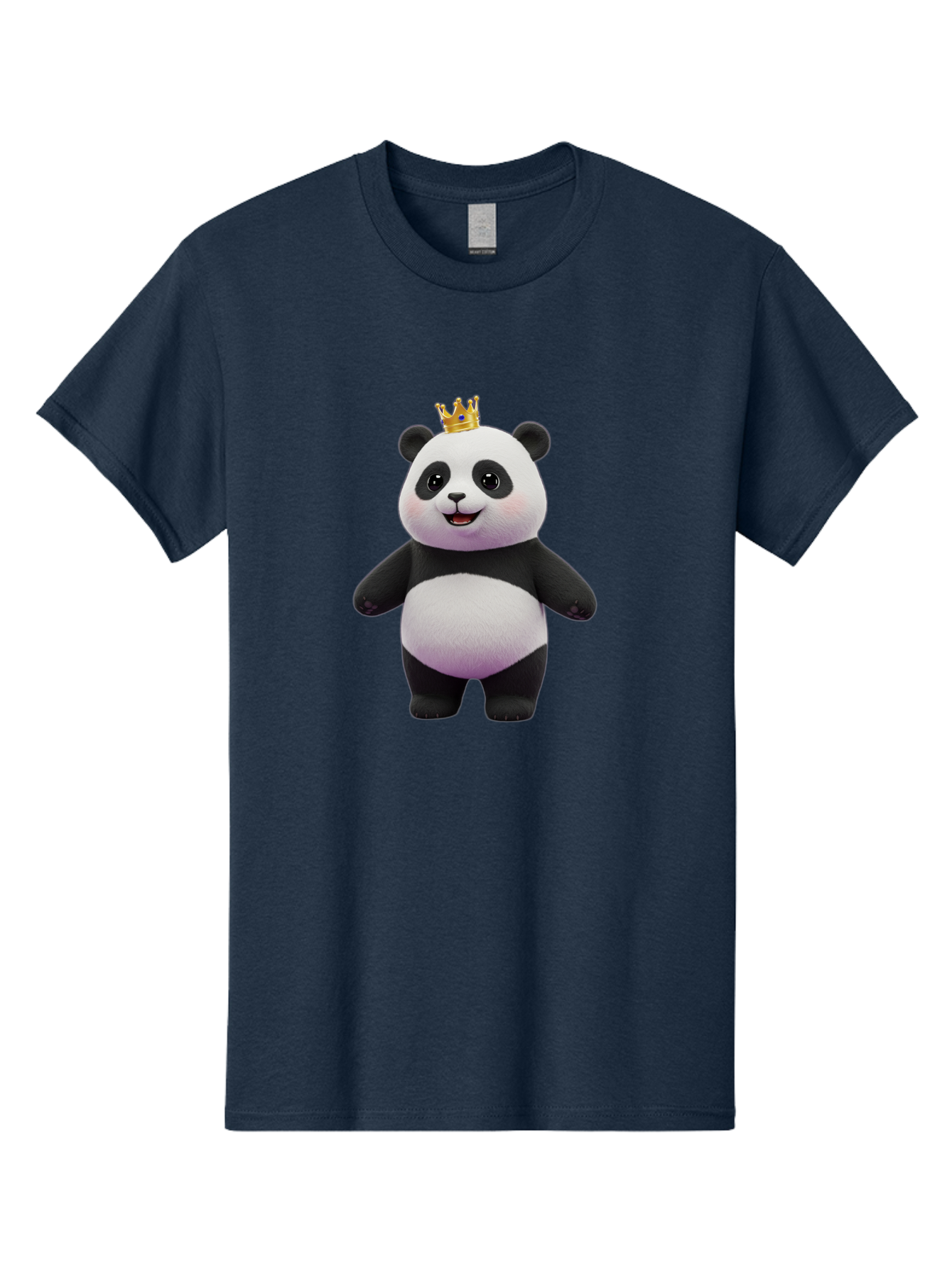 Panda-With-Crown-5 Men'S Graphic Tee, 100% Cotton, Comfortable Casual Summer Wear, Machine Washable, Cartoon Panda Bear, Cute Animal Character, Black And White Panda, Gold Crown, Regal Animal, Funny Cartoon, Adorable Creature, Bae612 7