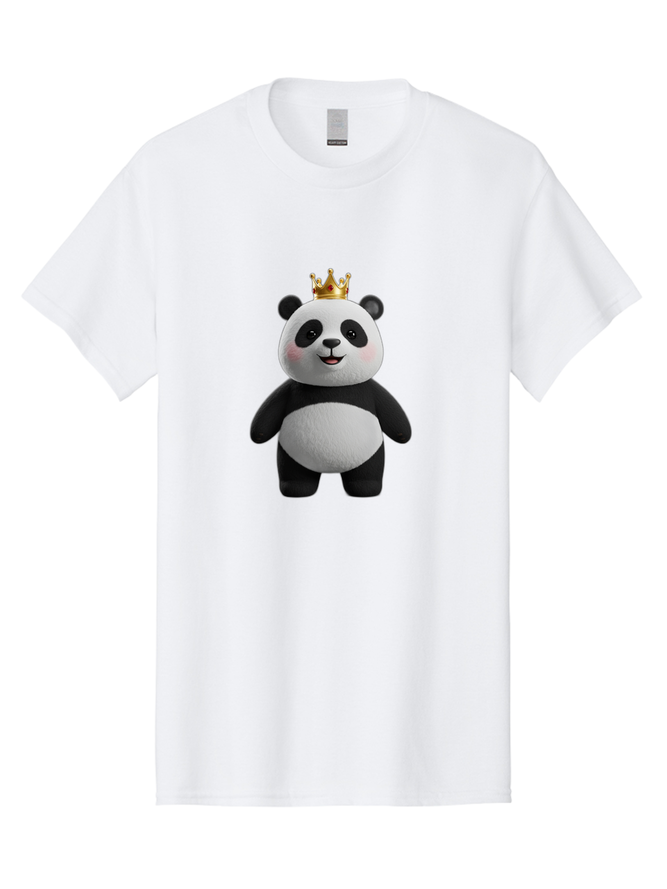 Panda-With-Crown-7 Men'S Graphic Tee, 100% Cotton, Comfortable Casual Summer Wear, Machine Washable, Cartoon Panda, Cute Animal, Panda Bear, Crown On Head, Regal Animal, Adorable Creature, Funny Character, Digital Art, Illustration, Bae614 14