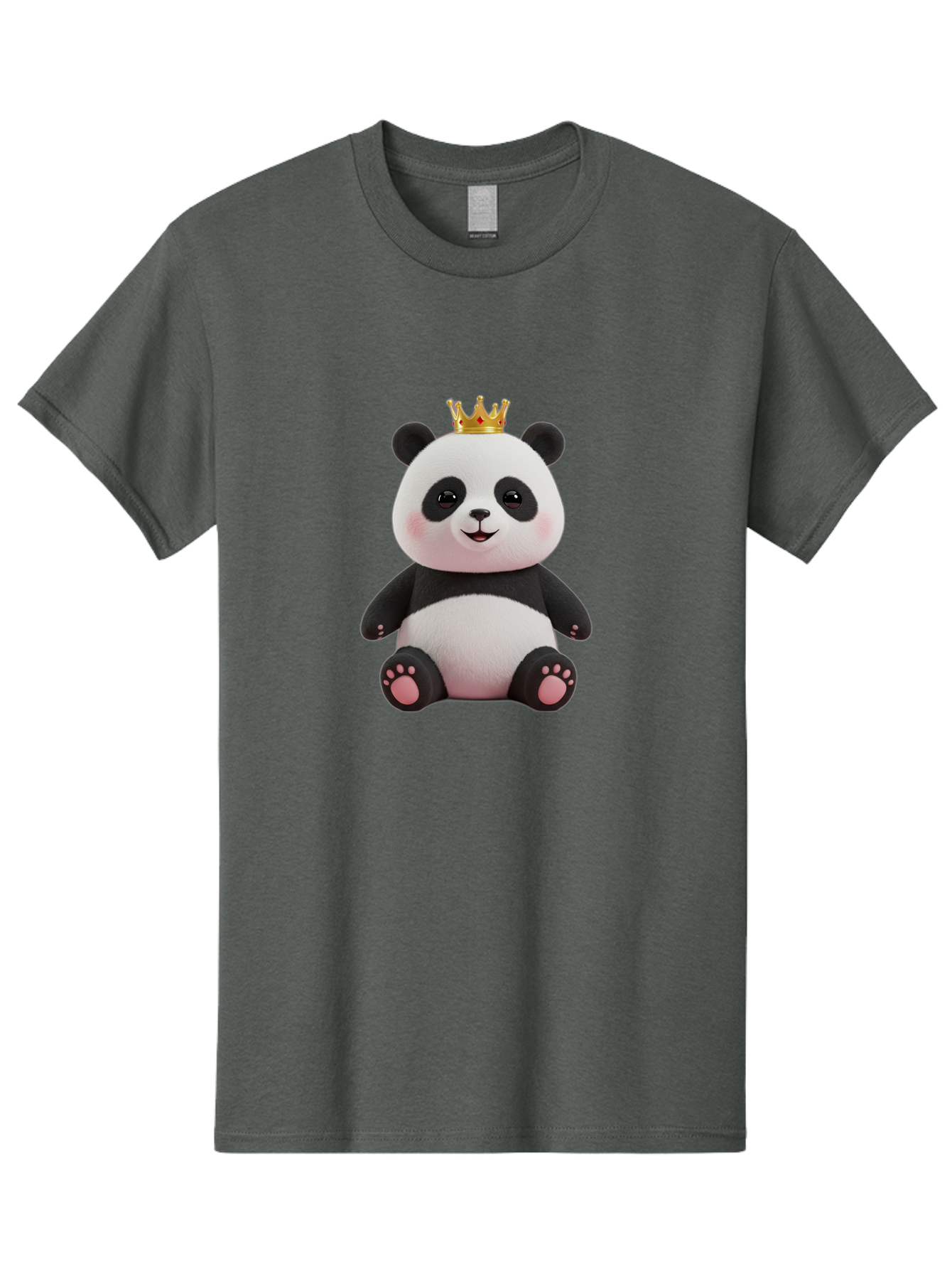 Panda-With-Crown-8 Men'S Graphic Tee, 100% Cotton, Comfortable Casual Summer Wear, Machine Washable, Cute Panda Bear, Plush Toy, Cartoon Character, Royal Crown, Black And White Fur, Smiling Face, Adorable Expression, Kawaii Style, Funny Animal Bae615 13