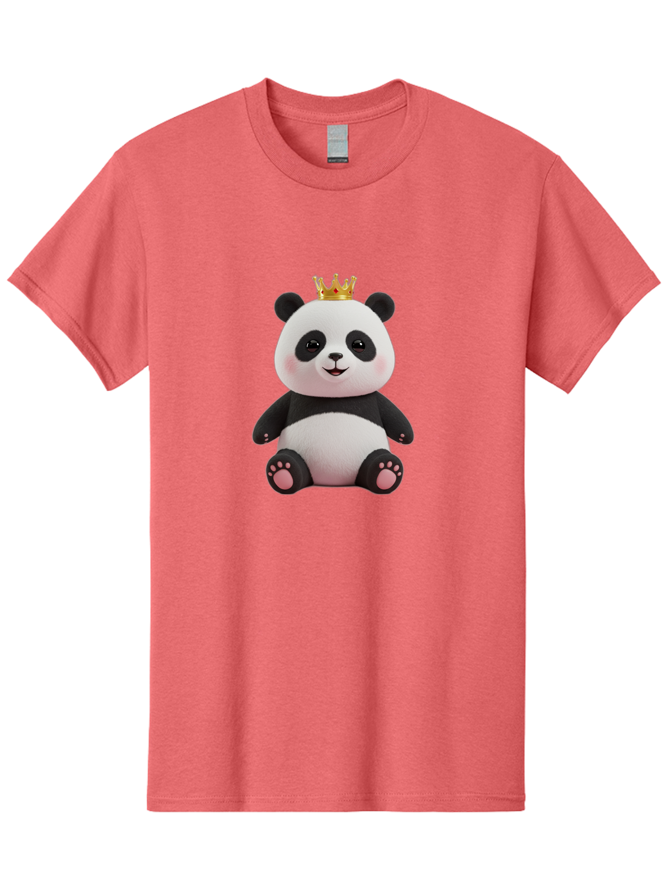 Panda-With-Crown-8 Men'S Graphic Tee, 100% Cotton, Comfortable Casual Summer Wear, Machine Washable, Cute Panda Bear, Plush Toy, Cartoon Character, Royal Crown, Black And White Fur, Smiling Face, Adorable Expression, Kawaii Style, Funny Animal Bae615 10