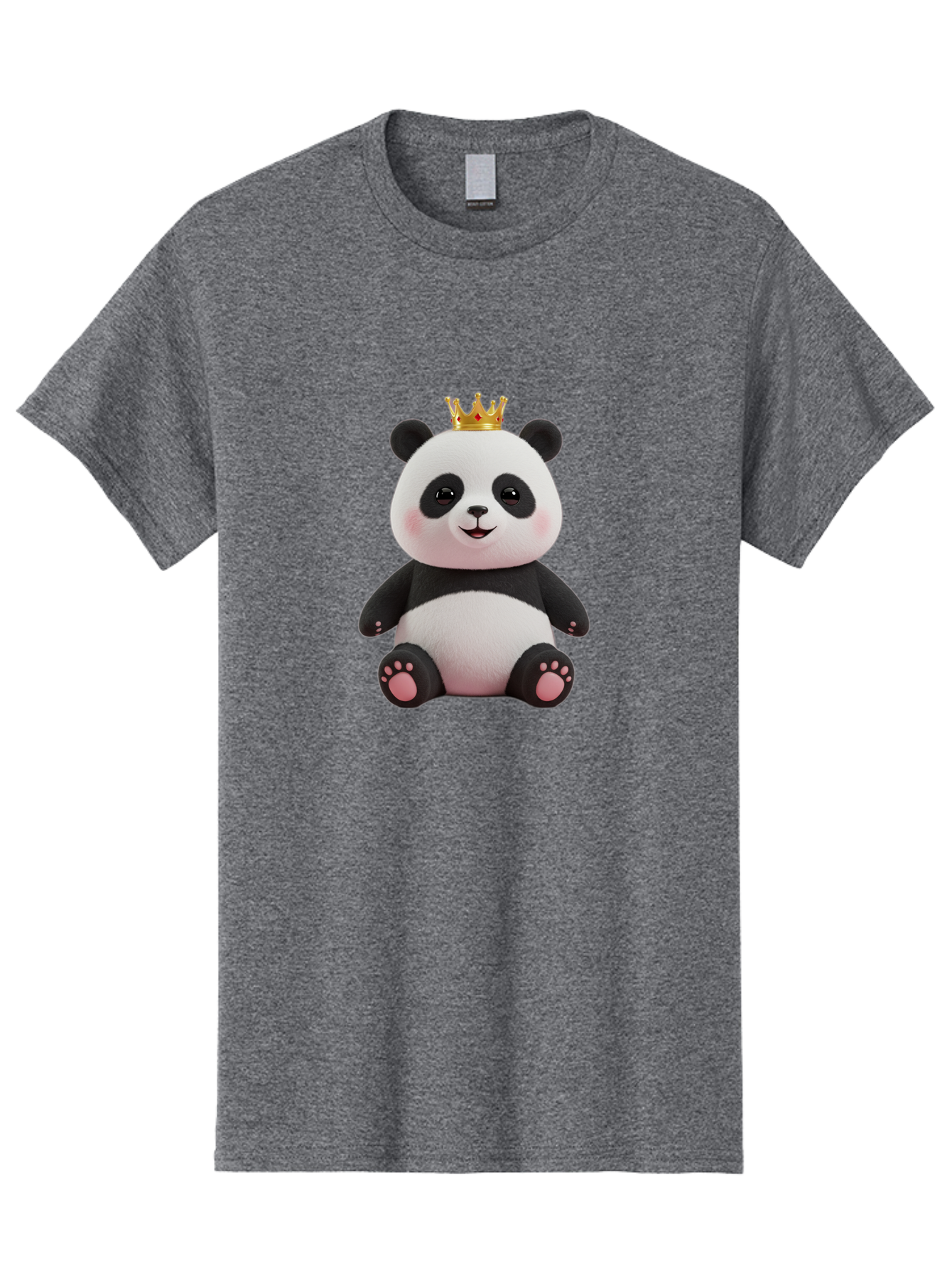 Panda-With-Crown-8 Men'S Graphic Tee, 100% Cotton, Comfortable Casual Summer Wear, Machine Washable, Cute Panda Bear, Plush Toy, Cartoon Character, Royal Crown, Black And White Fur, Smiling Face, Adorable Expression, Kawaii Style, Funny Animal Bae615 7