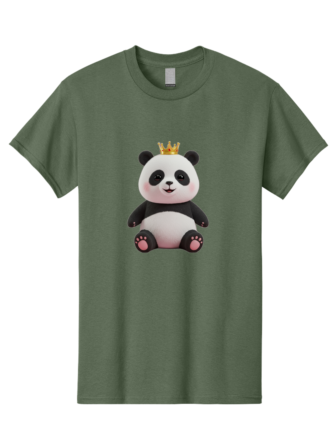 Panda-With-Crown-8 Men'S Graphic Tee, 100% Cotton, Comfortable Casual Summer Wear, Machine Washable, Cute Panda Bear, Plush Toy, Cartoon Character, Royal Crown, Black And White Fur, Smiling Face, Adorable Expression, Kawaii Style, Funny Animal Bae615 4