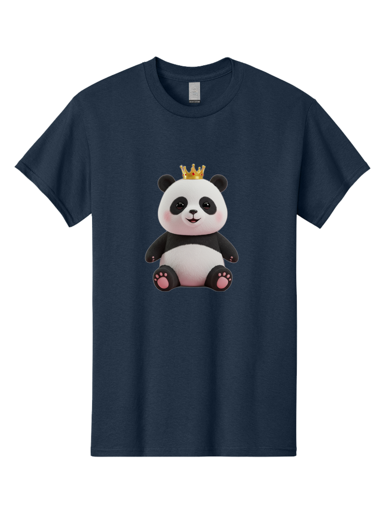 Panda-With-Crown-8 Men'S Graphic Tee, 100% Cotton, Comfortable Casual Summer Wear, Machine Washable, Cute Panda Bear, Plush Toy, Cartoon Character, Royal Crown, Black And White Fur, Smiling Face, Adorable Expression, Kawaii Style, Funny Animal Bae615 8