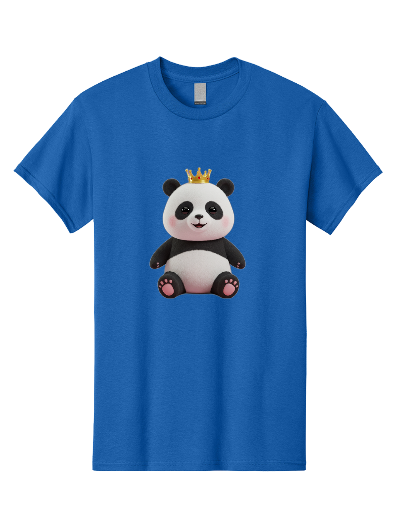 Panda-With-Crown-8 Men'S Graphic Tee, 100% Cotton, Comfortable Casual Summer Wear, Machine Washable, Cute Panda Bear, Plush Toy, Cartoon Character, Royal Crown, Black And White Fur, Smiling Face, Adorable Expression, Kawaii Style, Funny Animal Bae615 11