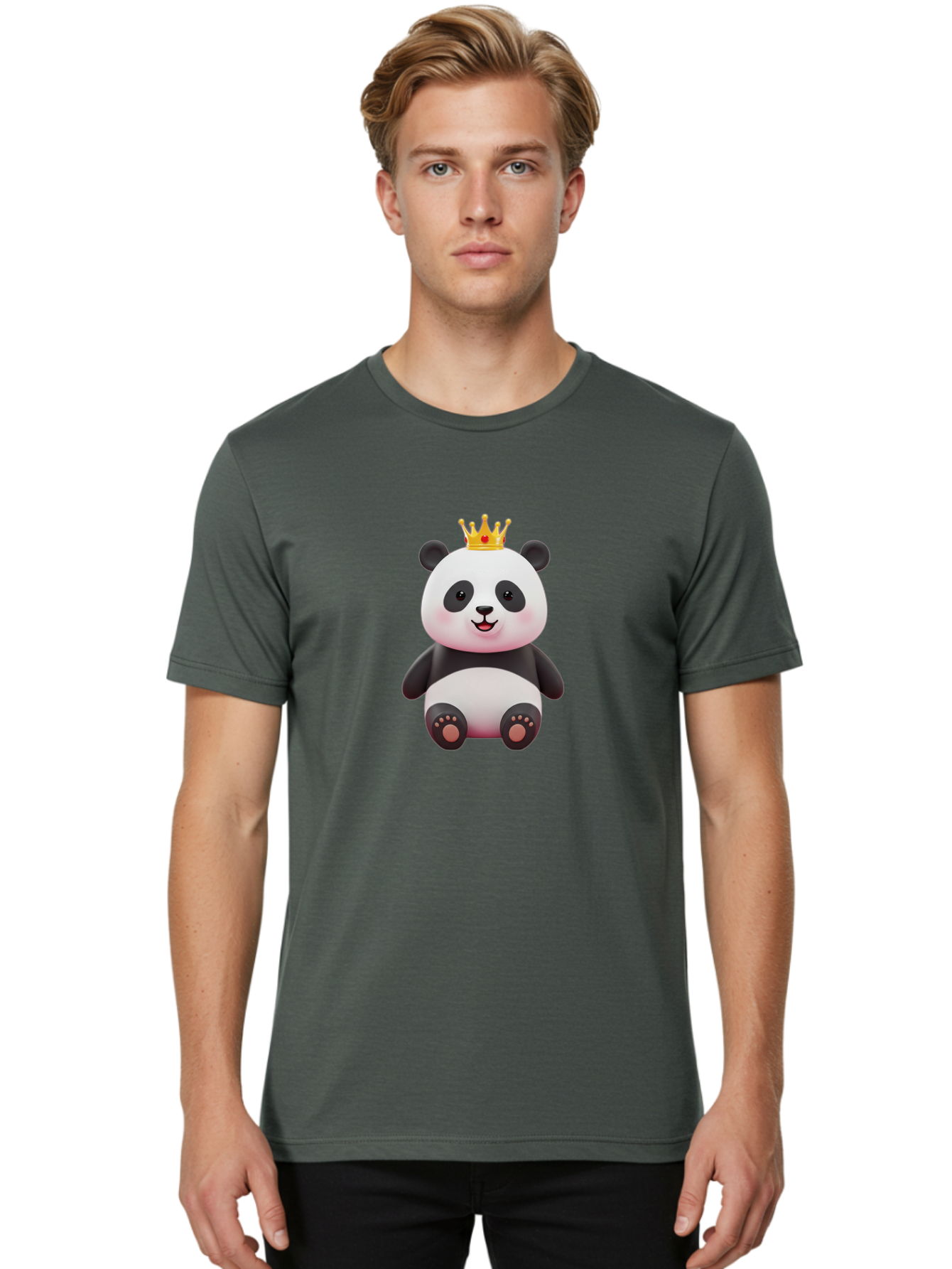 Panda-With-Gold-Crown-1 Men'S Graphic Tee, 100% Cotton, Comfortable Casual Summer Wear, Machine Washable, Cartoon Panda, Cute Panda, Panda Bear, King Panda, Crowned Animal, Regal Creature, Adorable Cartoon Character, Funny Animal, Royalty, Bae617 20