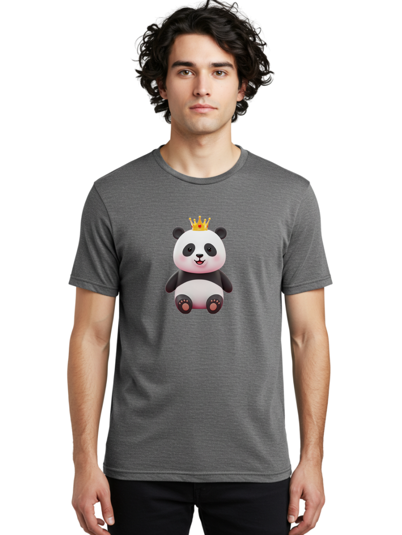 Panda-With-Gold-Crown-1 Men'S Graphic Tee, 100% Cotton, Comfortable Casual Summer Wear, Machine Washable, Cartoon Panda, Cute Panda, Panda Bear, King Panda, Crowned Animal, Regal Creature, Adorable Cartoon Character, Funny Animal, Royalty, Bae617 24
