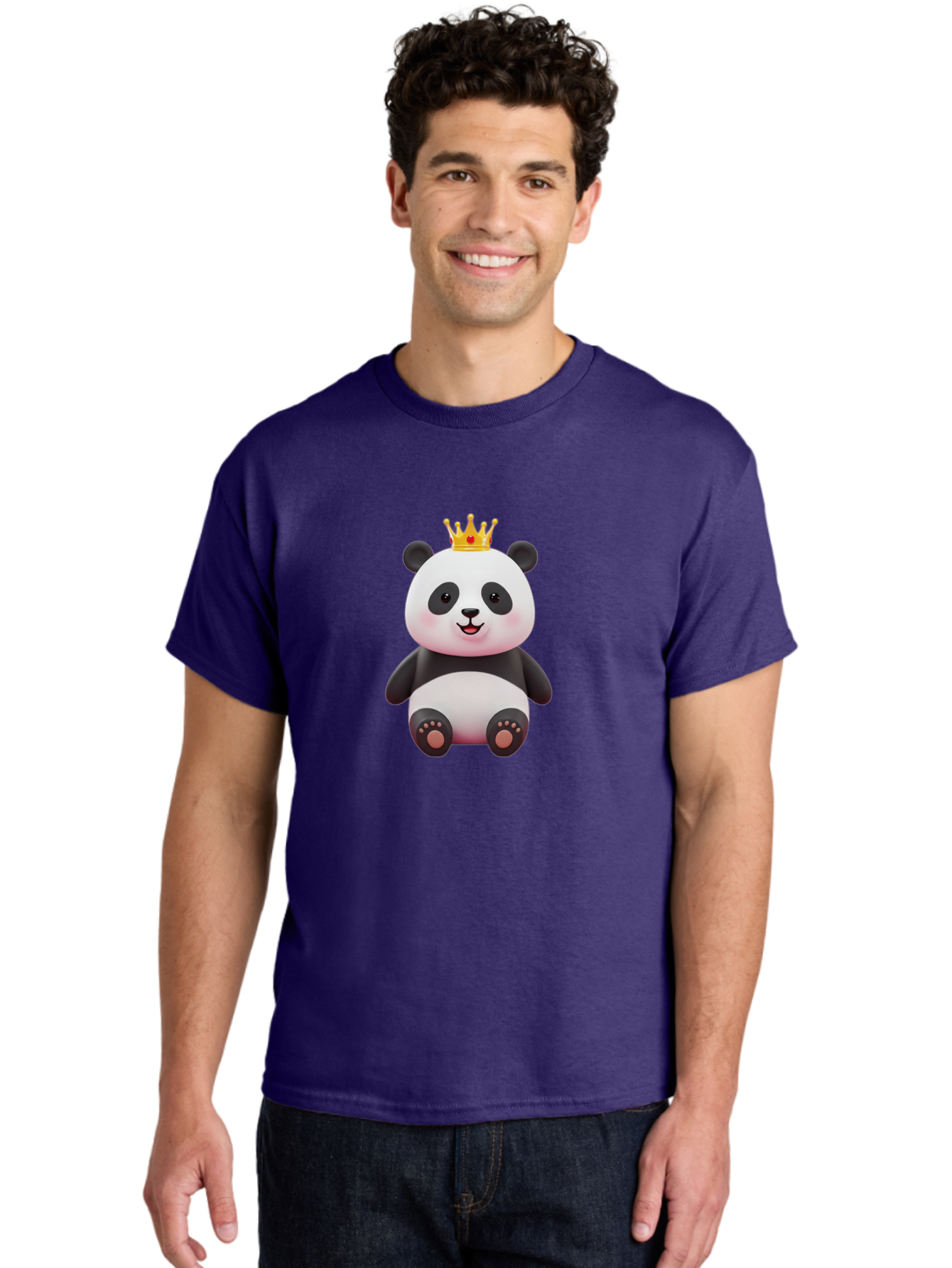 Panda-With-Gold-Crown-1 Men'S Graphic Tee, 100% Cotton, Comfortable Casual Summer Wear, Machine Washable, Cartoon Panda, Cute Panda, Panda Bear, King Panda, Crowned Animal, Regal Creature, Adorable Cartoon Character, Funny Animal, Royalty, Bae617 23