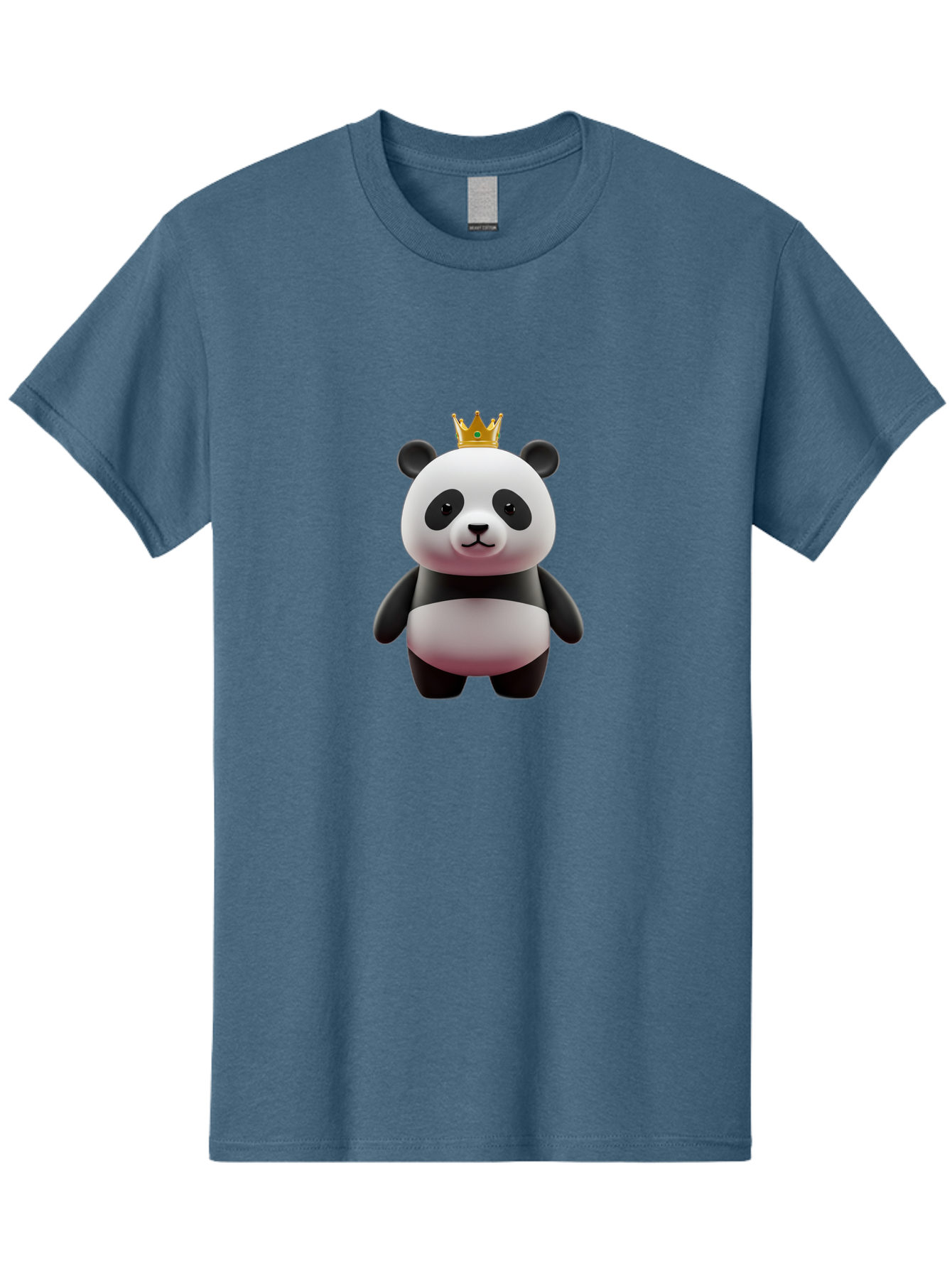 Panda-With-Gold-Crown Men'S Graphic Tee, 100% Cotton, Comfortable Casual Summer Wear, Machine Washable, Cartoon Panda, Panda Bear, Cute Animal, Crown On Head, Royal Treatment, Adorable Creature, Funny Character, 3D Illustration, Bae618 7