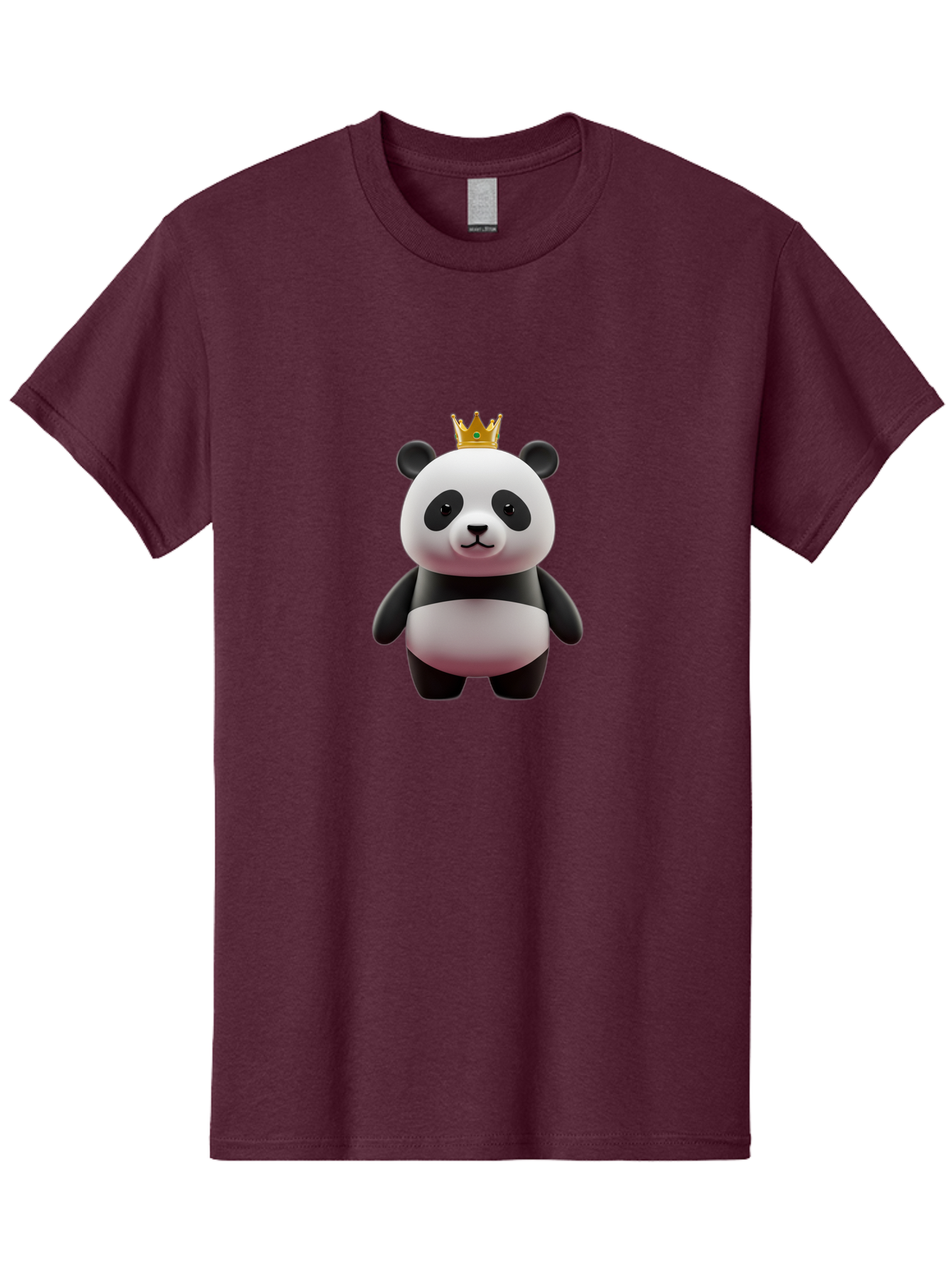 Panda-With-Gold-Crown Men'S Graphic Tee, 100% Cotton, Comfortable Casual Summer Wear, Machine Washable, Cartoon Panda, Panda Bear, Cute Animal, Crown On Head, Royal Treatment, Adorable Creature, Funny Character, 3D Illustration, Bae618 8