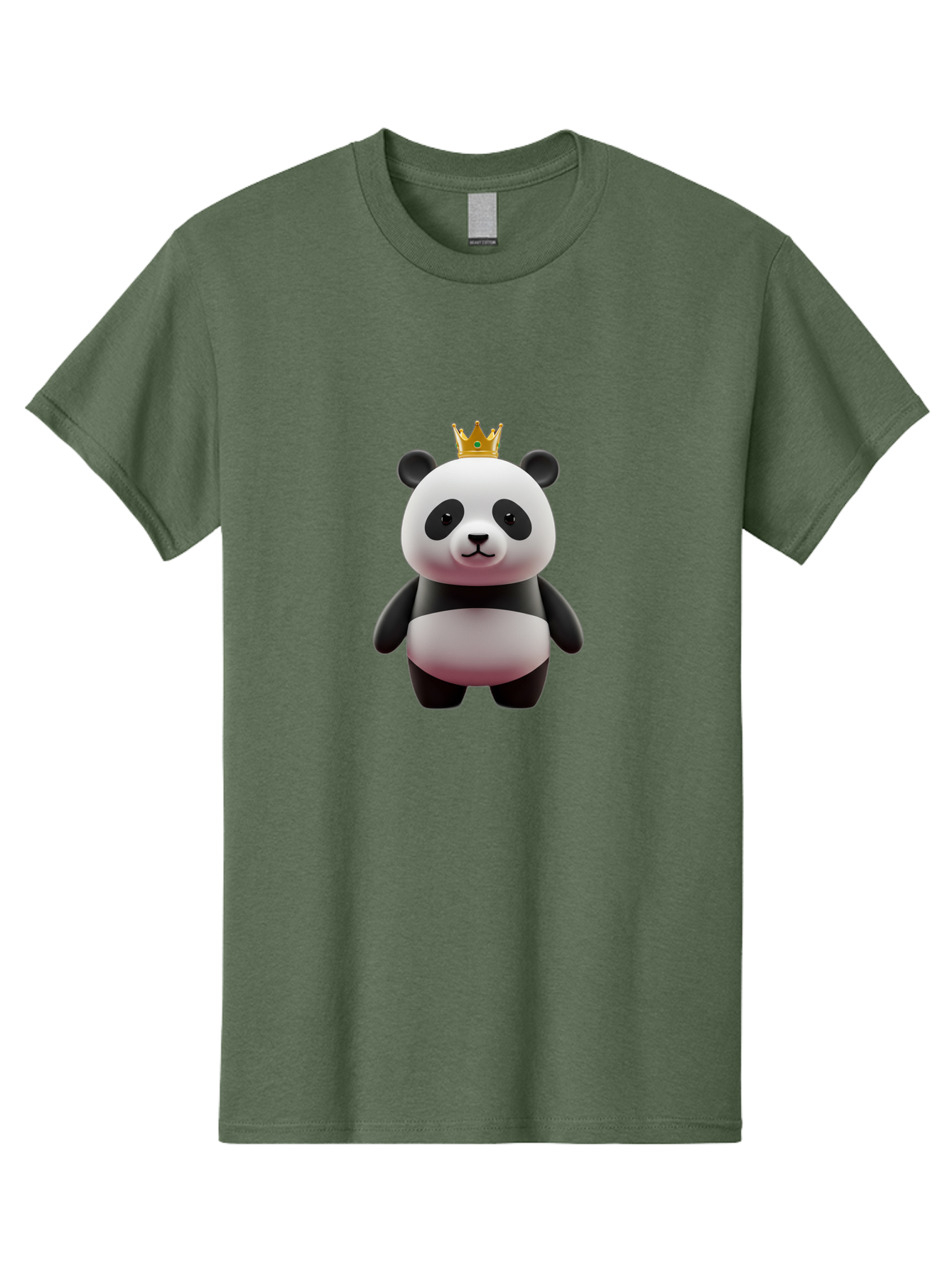 Panda-With-Gold-Crown Men'S Graphic Tee, 100% Cotton, Comfortable Casual Summer Wear, Machine Washable, Cartoon Panda, Panda Bear, Cute Animal, Crown On Head, Royal Treatment, Adorable Creature, Funny Character, 3D Illustration, Bae618 4