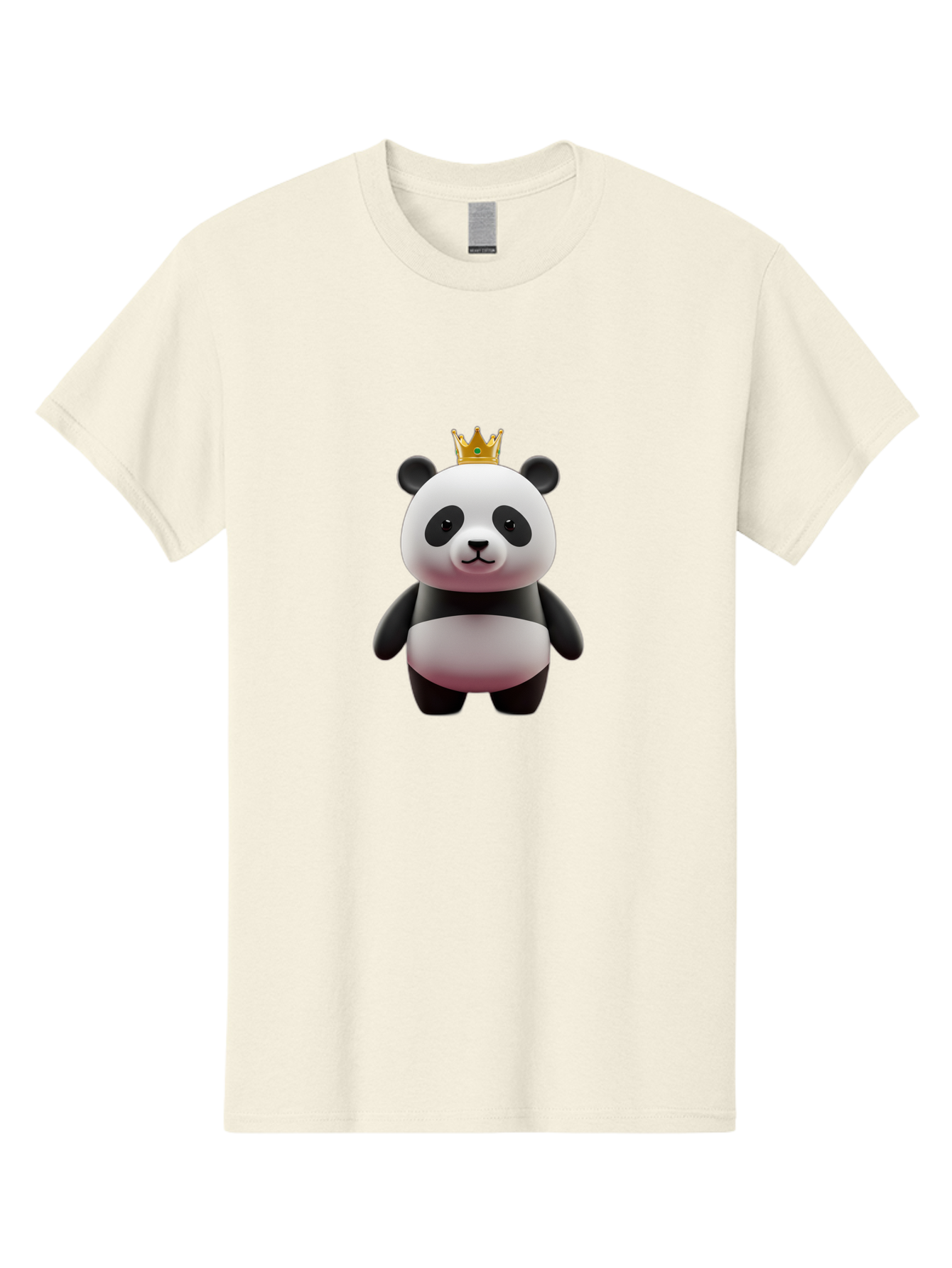 Panda-With-Gold-Crown Men'S Graphic Tee, 100% Cotton, Comfortable Casual Summer Wear, Machine Washable, Cartoon Panda, Panda Bear, Cute Animal, Crown On Head, Royal Treatment, Adorable Creature, Funny Character, 3D Illustration, Bae618 5