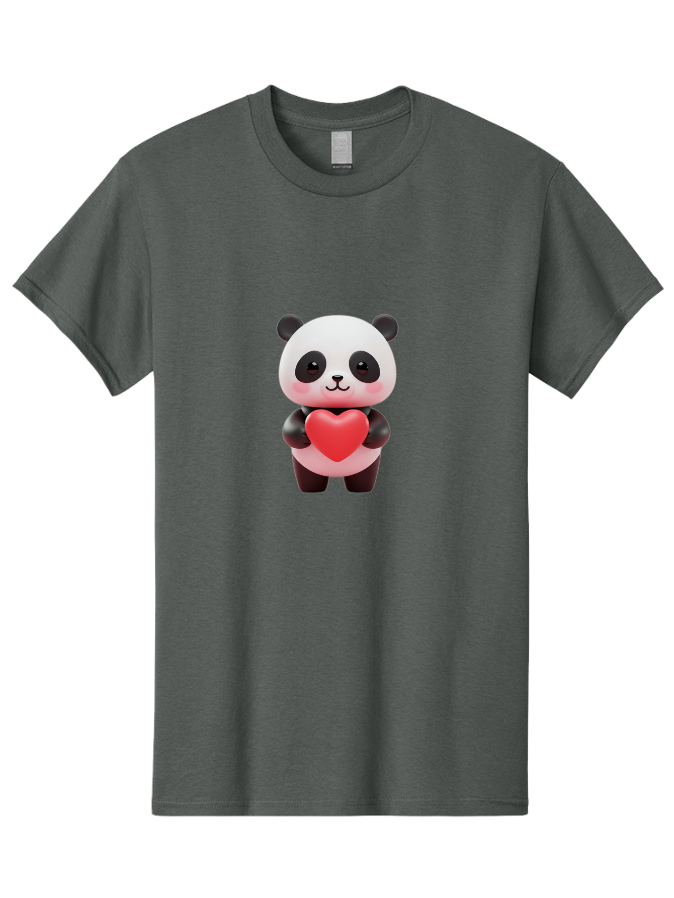 Panda-With-Heart-1 Men'S Graphic Tee, 100% Cotton, Comfortable Casual Summer Wear, Machine Washable, Cartoon Panda, Red Heart, Cute Animal, Love Symbol, Adorable Character, 3D Illustration, Panda Bear, Heart Shape, Love Expression, Kawaii Art Bae619 14