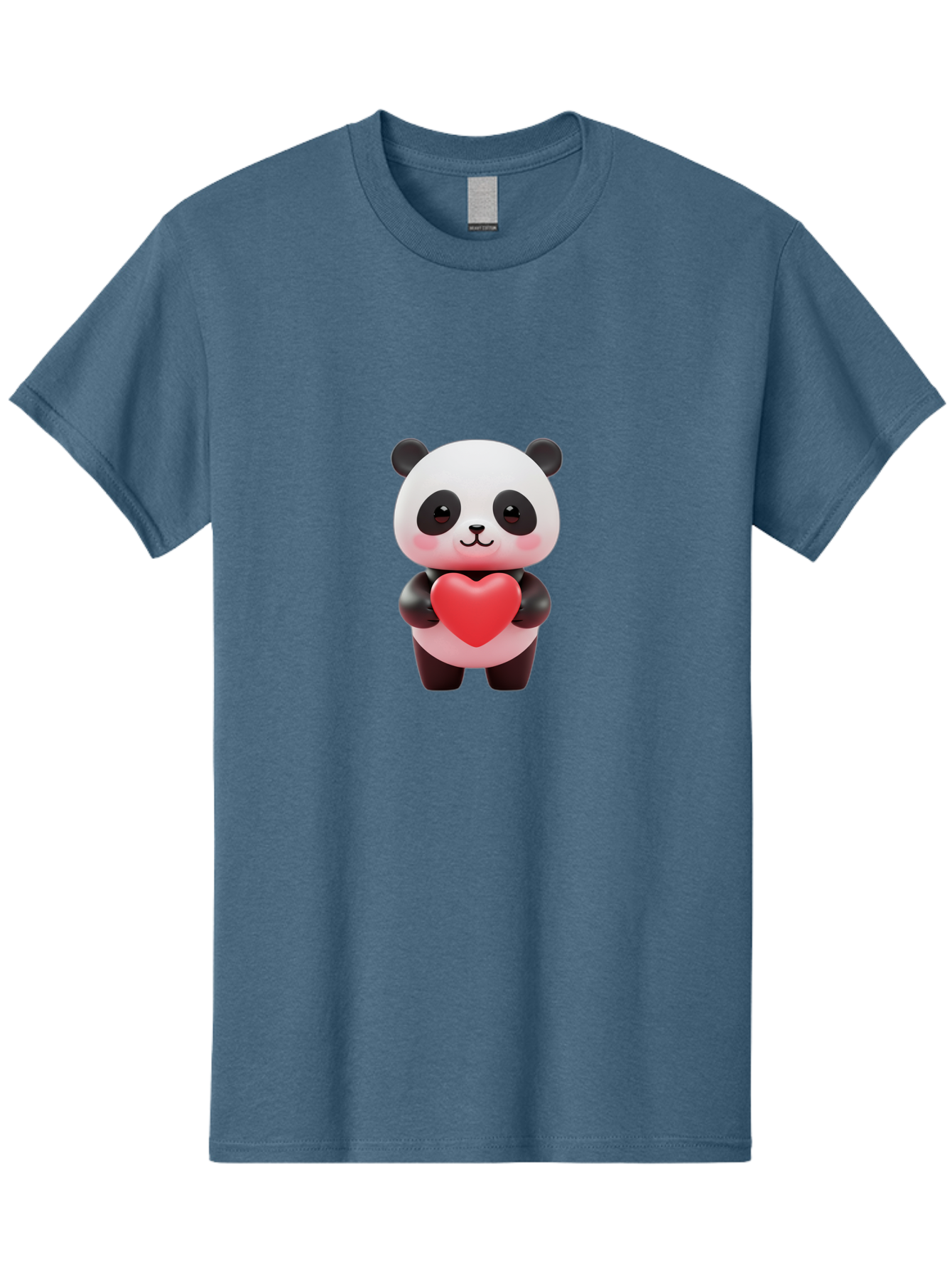 Panda-With-Heart-1 Men'S Graphic Tee, 100% Cotton, Comfortable Casual Summer Wear, Machine Washable, Cartoon Panda, Red Heart, Cute Animal, Love Symbol, Adorable Character, 3D Illustration, Panda Bear, Heart Shape, Love Expression, Kawaii Art Bae619 8
