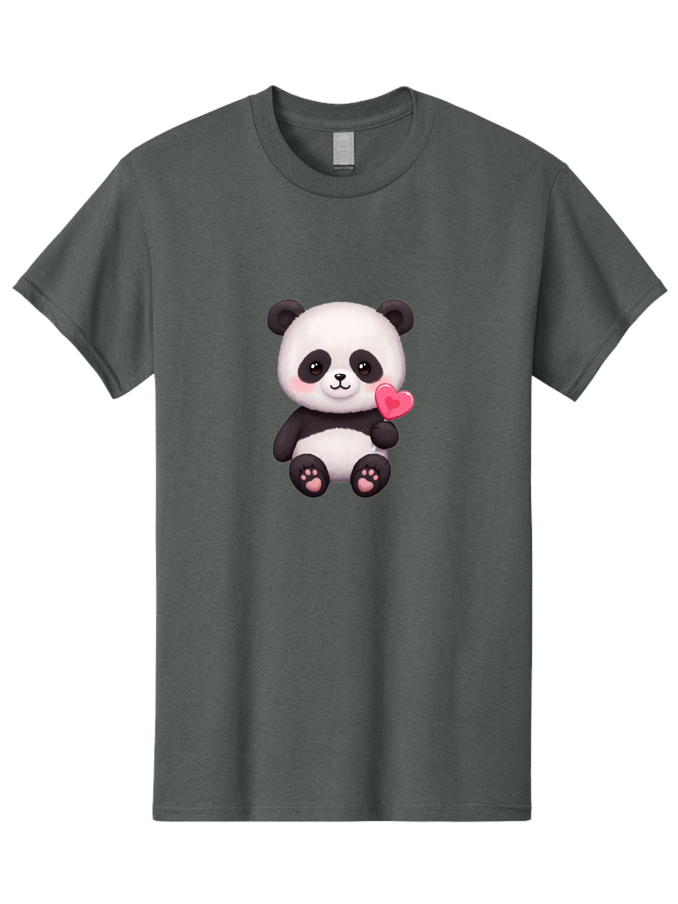 Panda-With-Heart-2 Men'S Graphic Tee, 100% Cotton, Comfortable Casual Summer Wear, Machine Washable, Cute Panda Bear, Holding Heart, Adorable Animal, Cartoon Character, Pink Heart, Love Symbol, Kawaii Illustration, Fuzzy Texture, Bae620 13