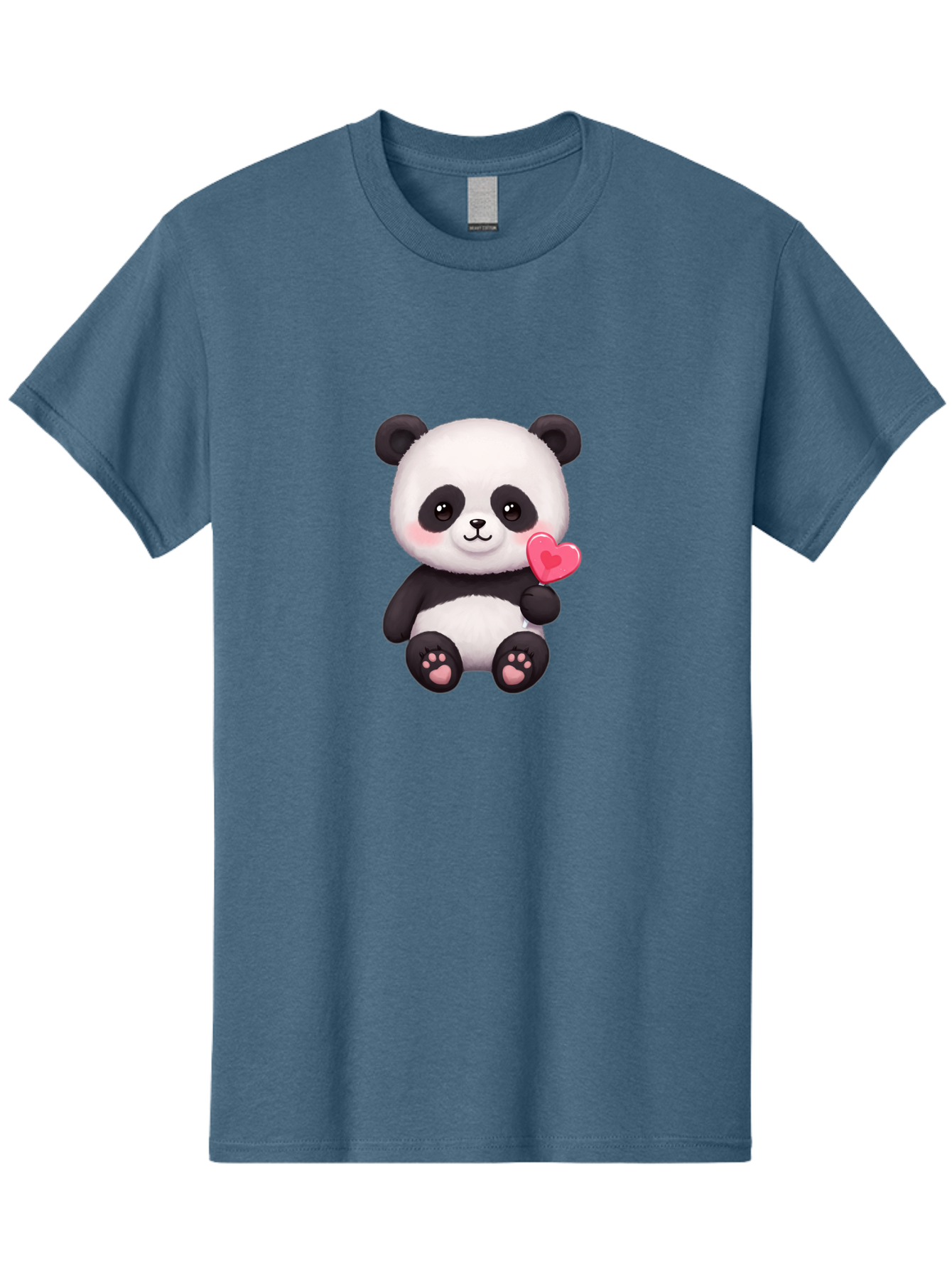 Panda-With-Heart-2 Men'S Graphic Tee, 100% Cotton, Comfortable Casual Summer Wear, Machine Washable, Cute Panda Bear, Holding Heart, Adorable Animal, Cartoon Character, Pink Heart, Love Symbol, Kawaii Illustration, Fuzzy Texture, Bae620 15