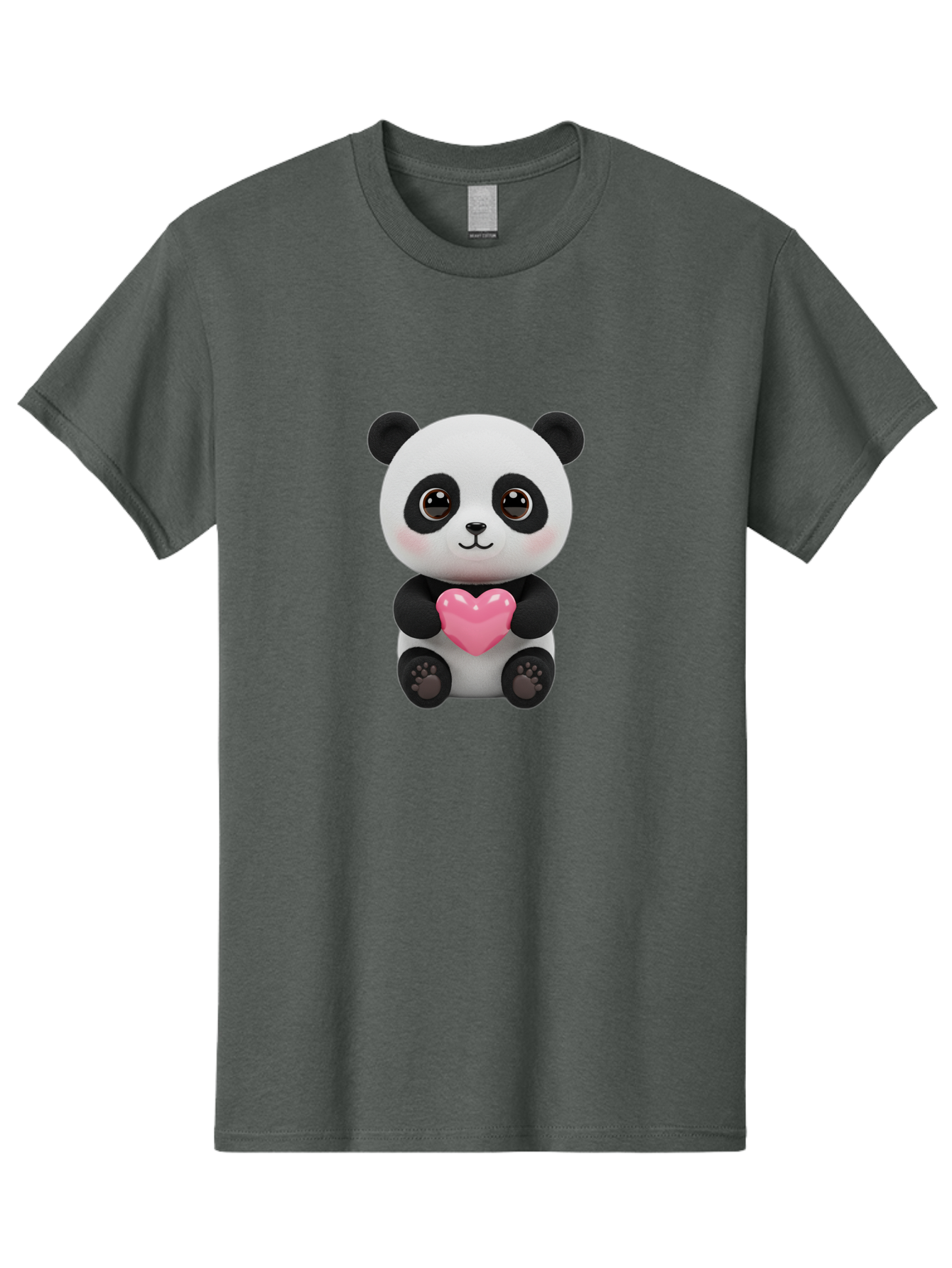 Panda-With-Heart Men'S Graphic Tee, 100% Cotton, Comfortable Casual Summer Wear, Machine Washable, Kawaii Panda Bear, Cute Cartoon Character, Pink Heart Symbol, Adorable Illustration, Love And Affection, Digital Art, Heartwarming Scene, Bae621 12