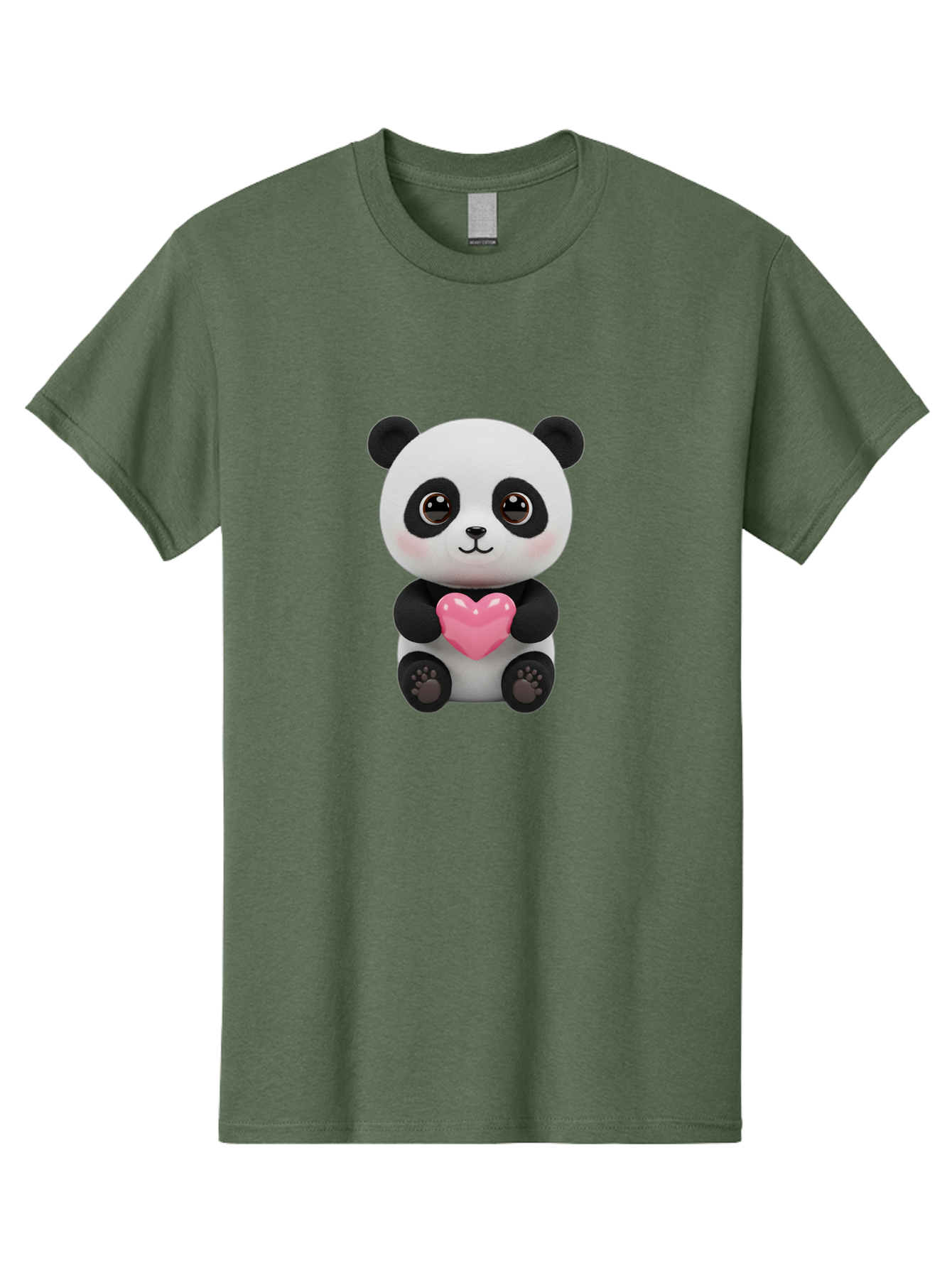 Panda-With-Heart Men'S Graphic Tee, 100% Cotton, Comfortable Casual Summer Wear, Machine Washable, Kawaii Panda Bear, Cute Cartoon Character, Pink Heart Symbol, Adorable Illustration, Love And Affection, Digital Art, Heartwarming Scene, Bae621 1
