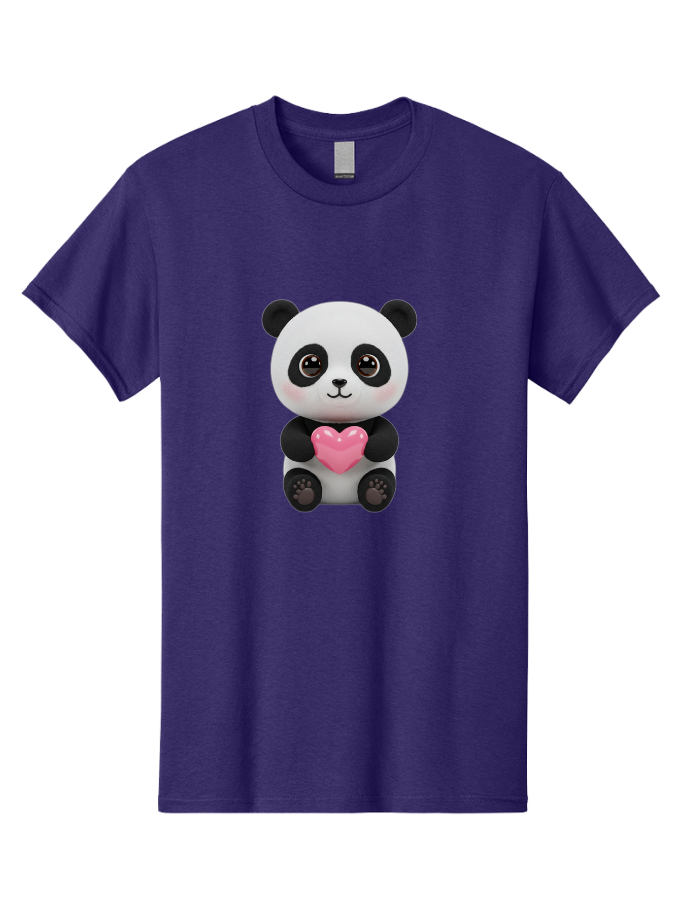 Panda-With-Heart Men'S Graphic Tee, 100% Cotton, Comfortable Casual Summer Wear, Machine Washable, Kawaii Panda Bear, Cute Cartoon Character, Pink Heart Symbol, Adorable Illustration, Love And Affection, Digital Art, Heartwarming Scene, Bae621 14